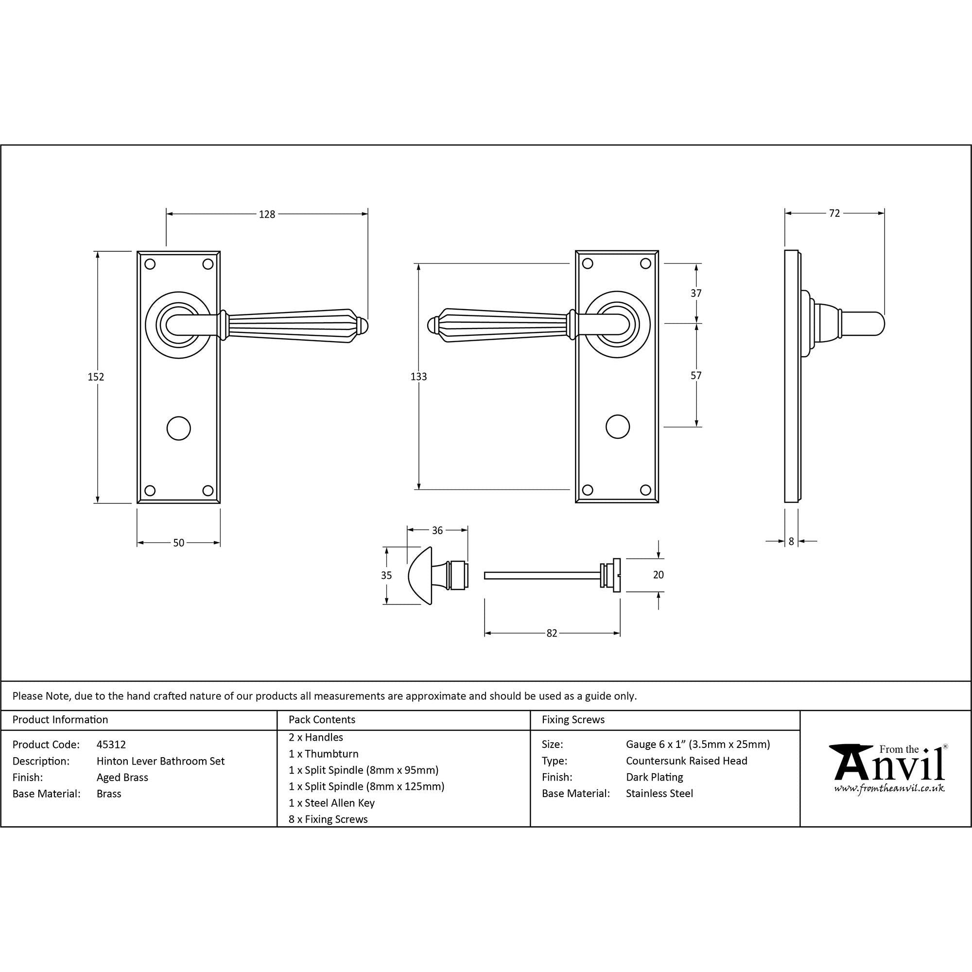 Aged Brass Hinton Lever Bathroom Set | From The Anvil - Lever Bathroom - From The Anvil - Yester Home