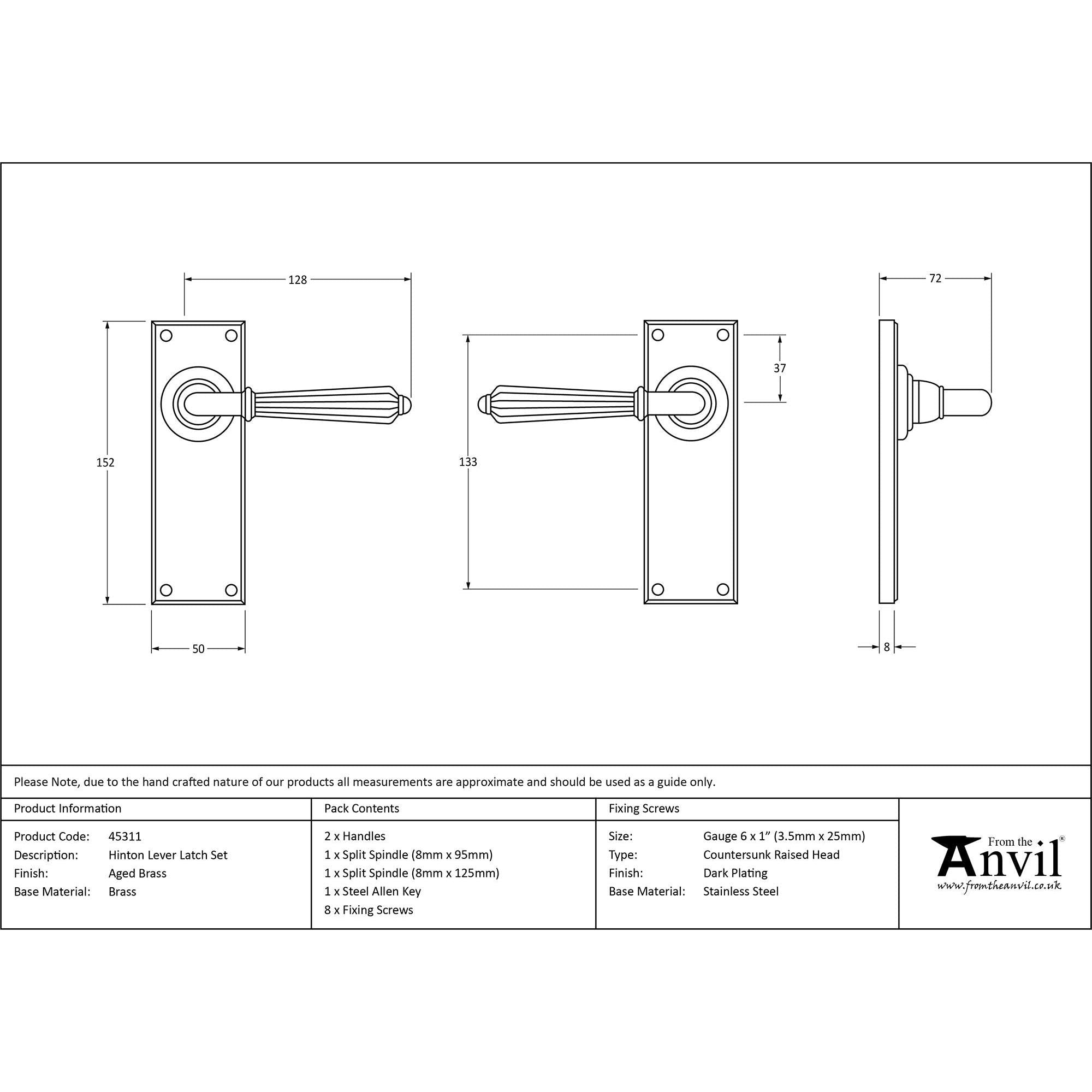Aged Brass Hinton Lever Latch Set | From The Anvil - Lever Latch - From The Anvil - Yester Home