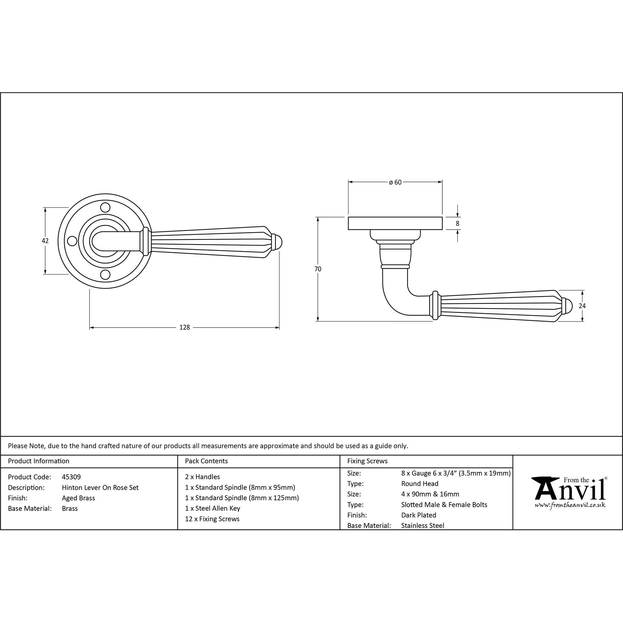 Aged Brass Hinton Lever on Rose Set | From The Anvil - Lever on Rose - From The Anvil - Yester Home