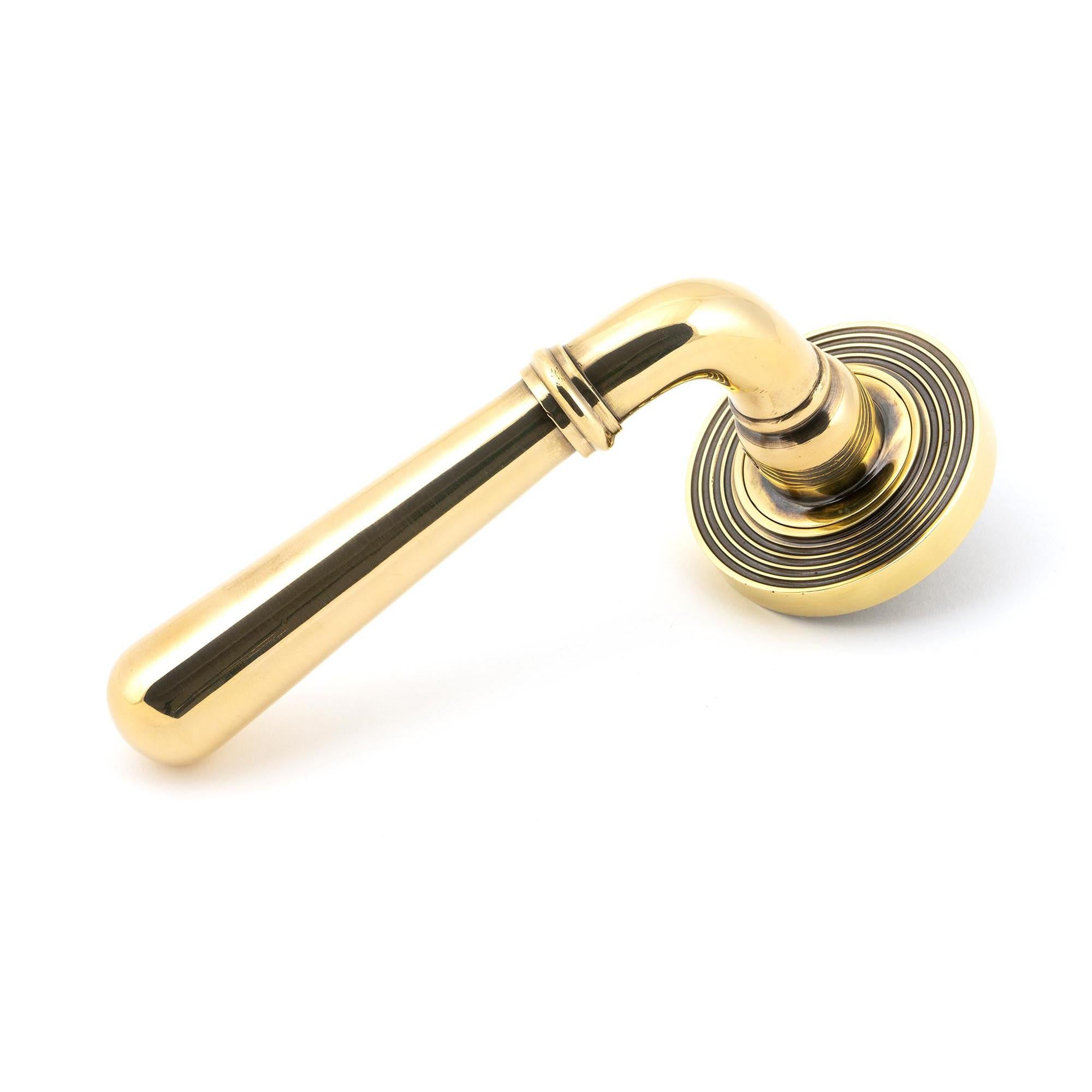 Aged Brass Newbury Lever on Rose Set (Beehive) | From The Anvil - Concealed - From The Anvil - Yester Home