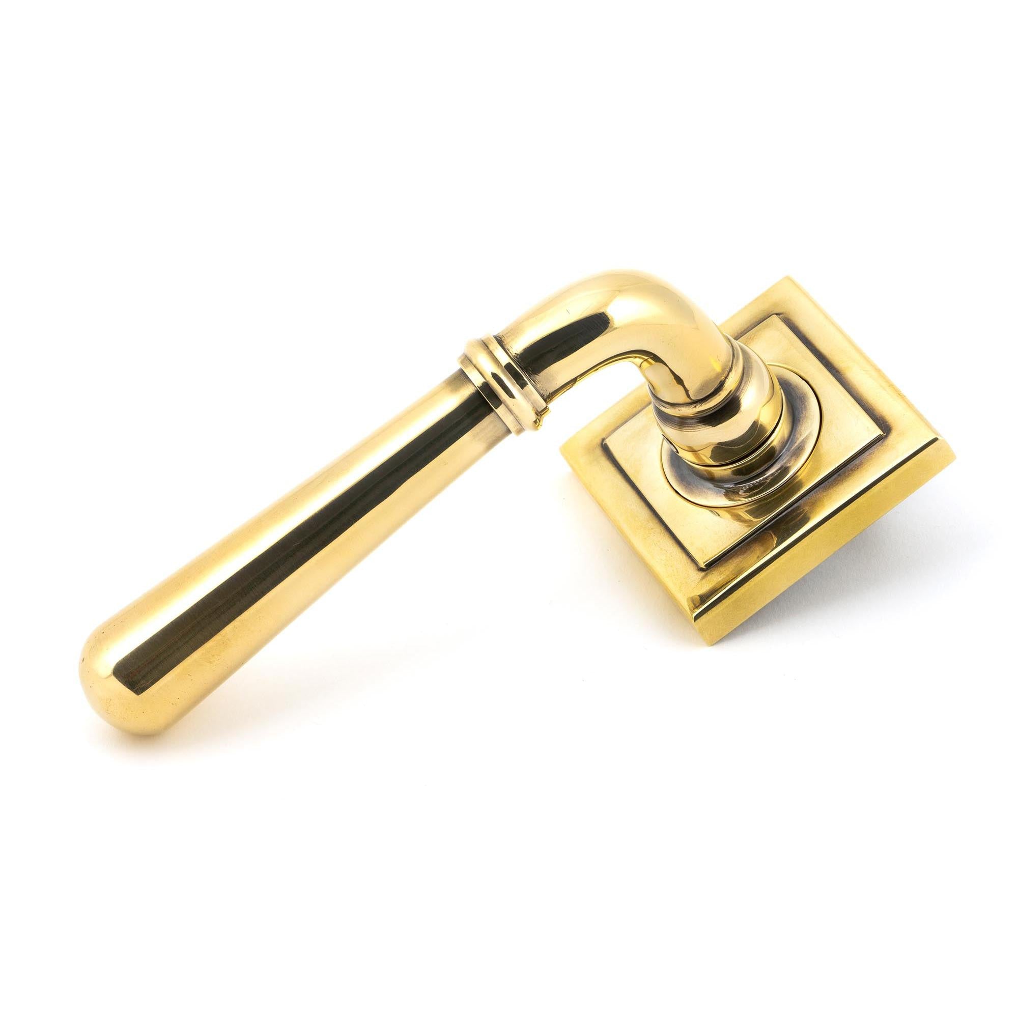 Aged Brass Newbury Lever on Rose Set (Square) - Unsprung | From The Anvil - Concealed - From The Anvil - Yester Home