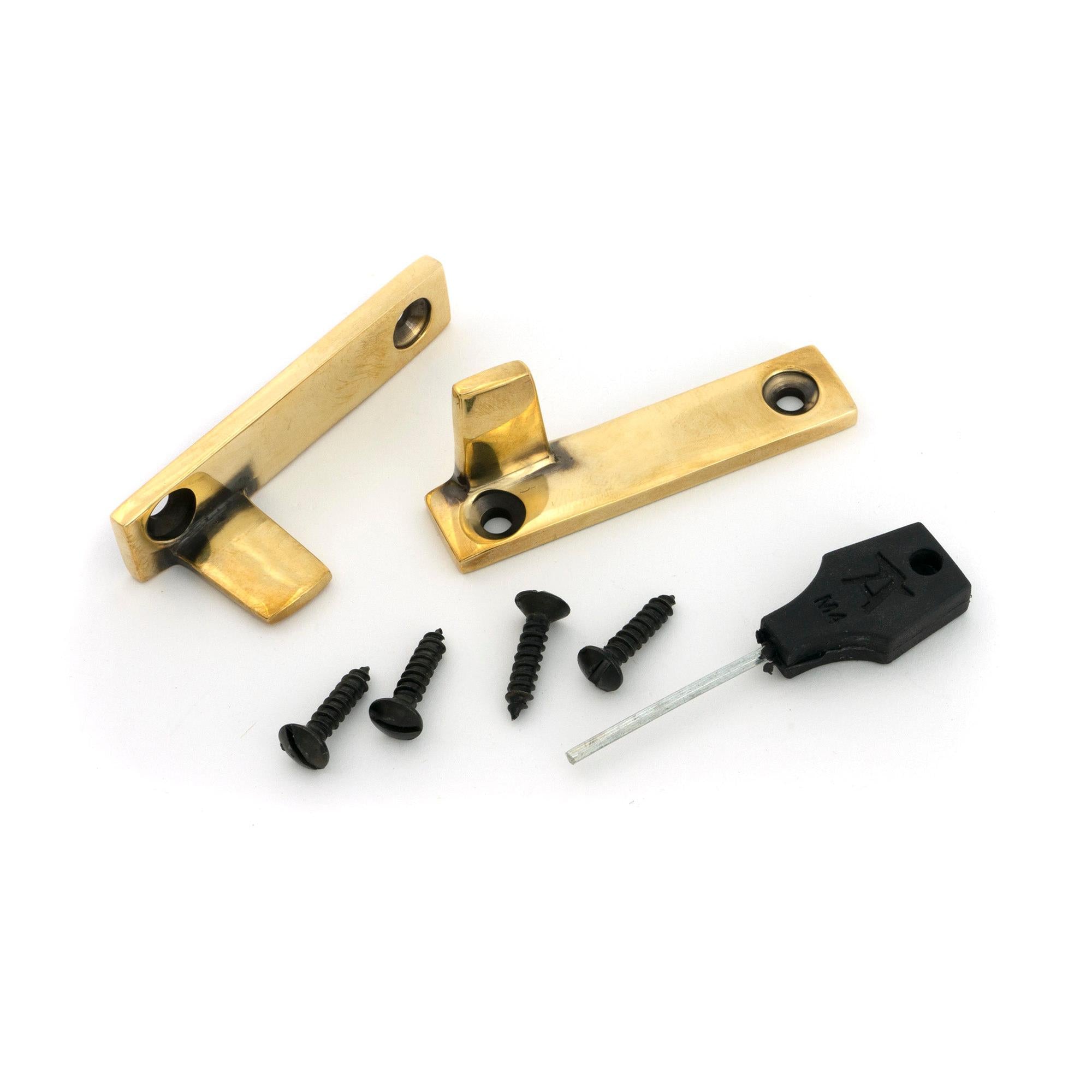 Aged Brass Night-Vent Locking Brompton Fastener - Night-Vent Fasteners - From The Anvil - Yester Home