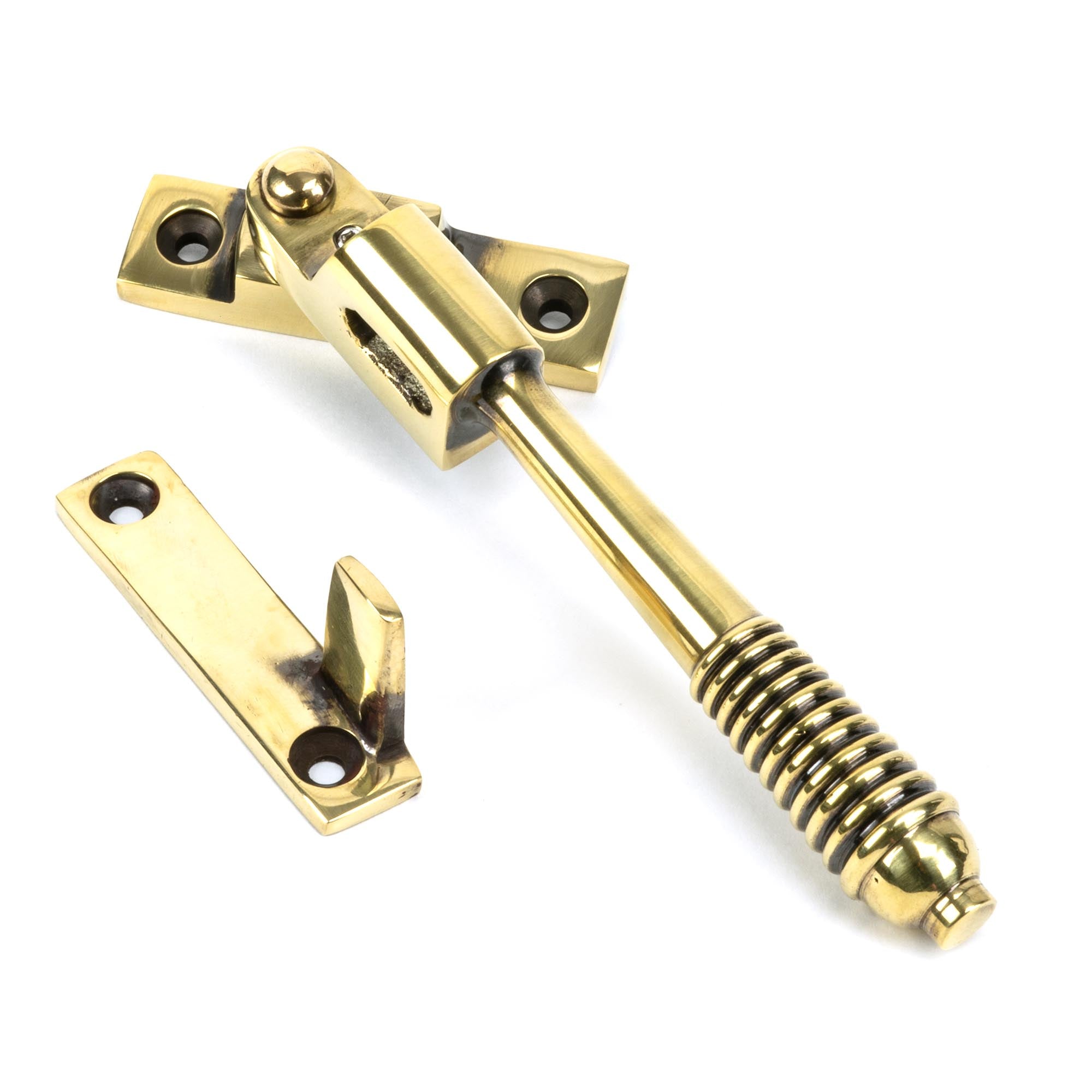 Aged Brass Night-Vent Locking Reeded Fastener | From The Anvil - Night-Vent Fasteners - From The Anvil - Yester Home