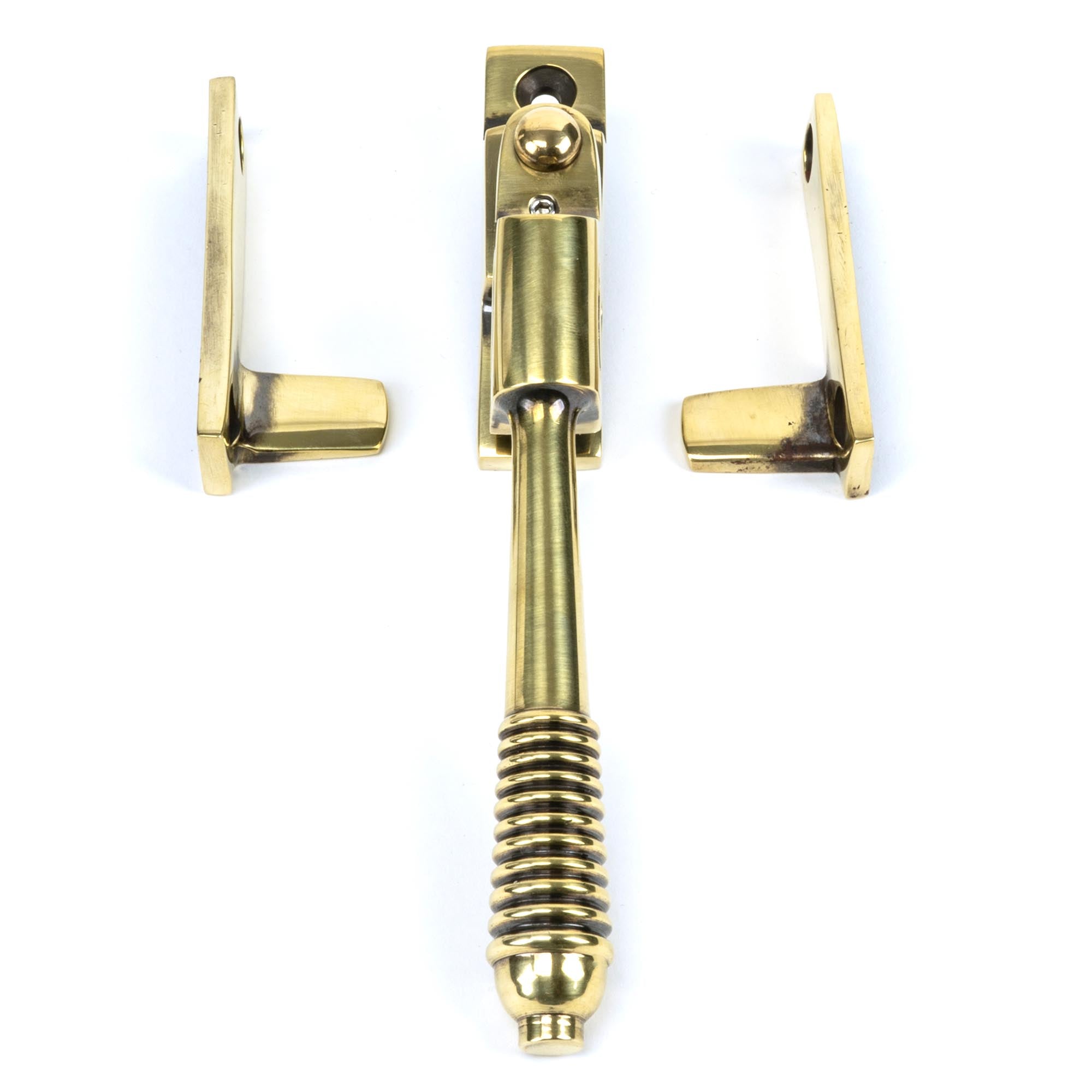 Aged Brass Night-Vent Locking Reeded Fastener | From The Anvil - Night-Vent Fasteners - From The Anvil - Yester Home