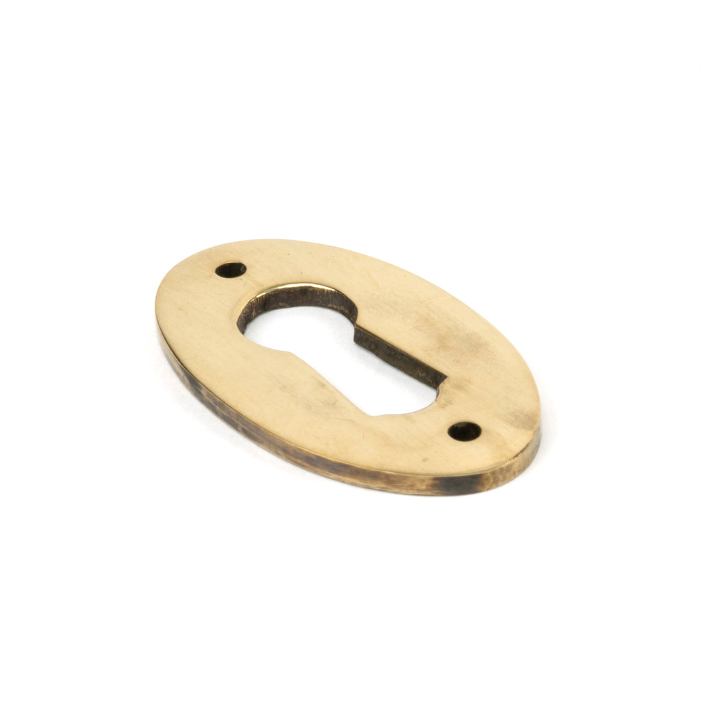 Aged Brass Oval Escutcheon | From The Anvil