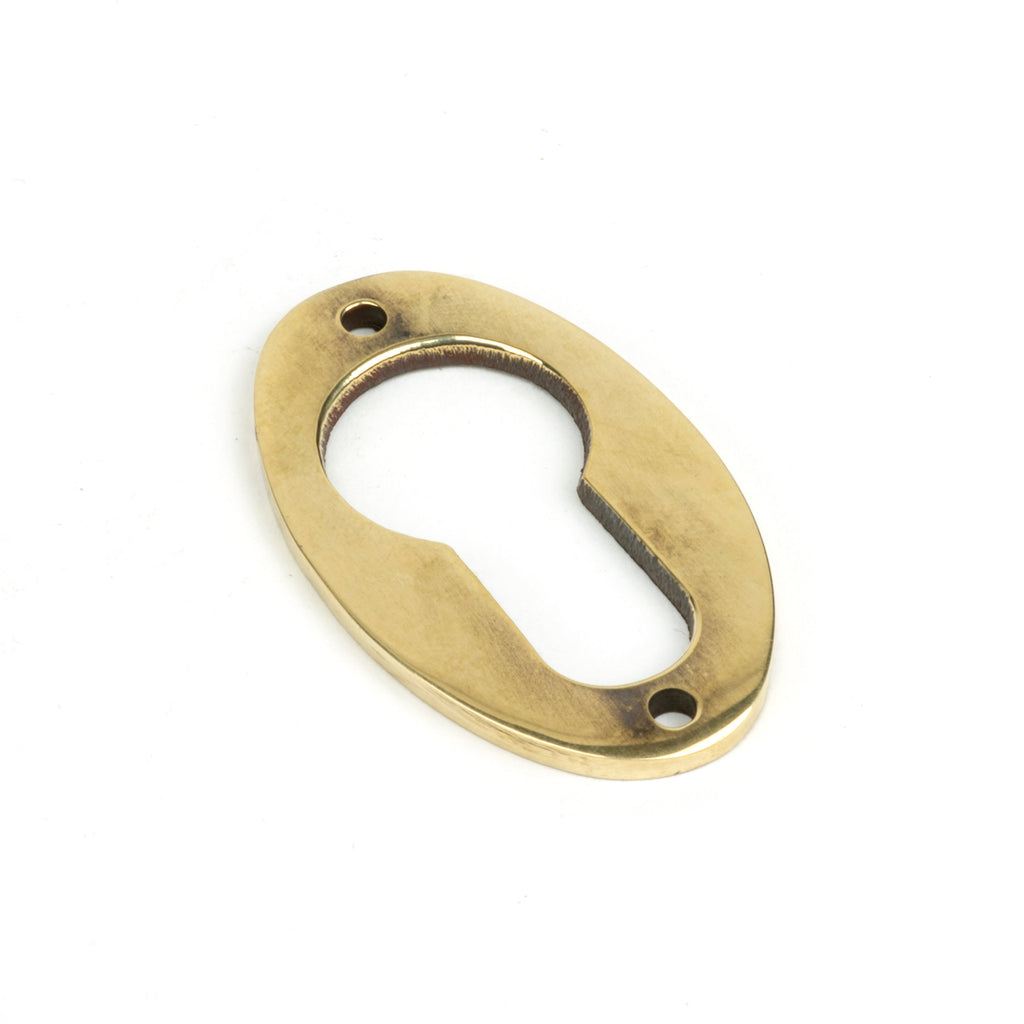 Aged Brass Oval Euro Escutcheon | From The Anvil-Euro Escutcheons-Yester Home