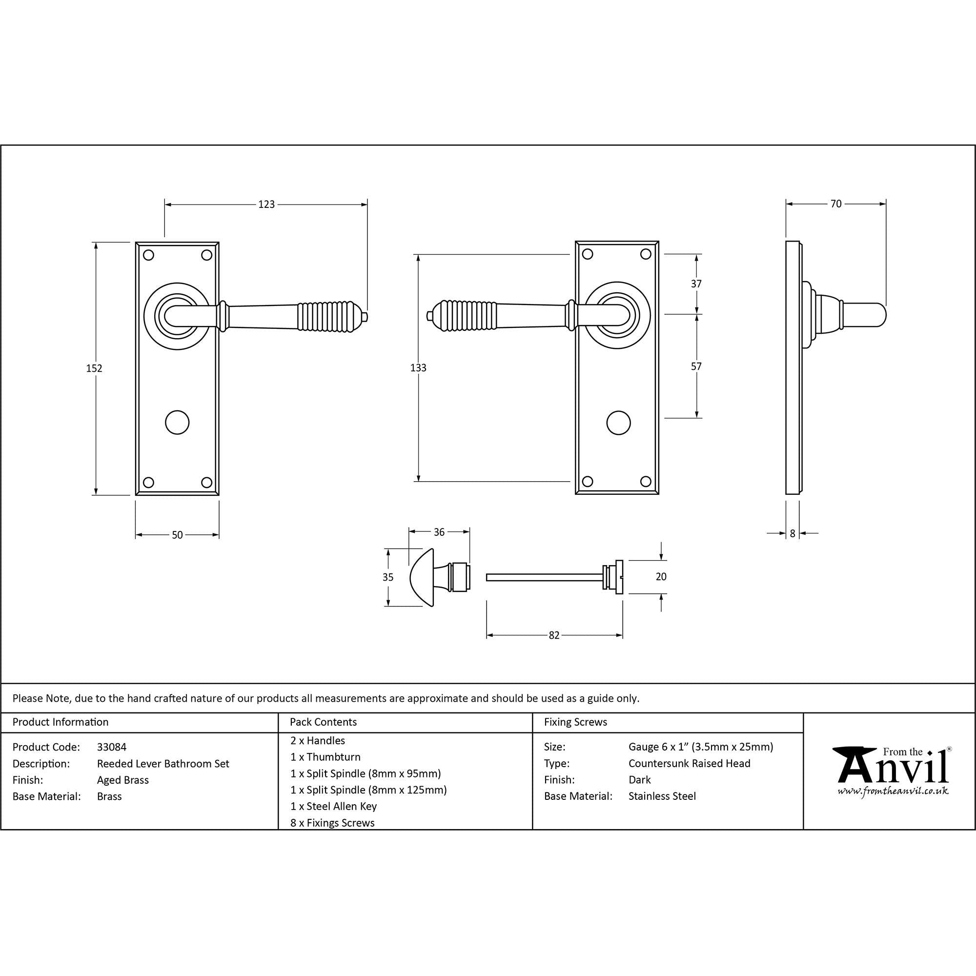 Aged Brass Reeded Lever Bathroom Set | From The Anvil - Lever Bathroom - From The Anvil - Yester Home