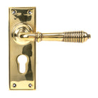 Aged Brass Reeded Lever Euro Lock Set | From The Anvil - Lever Euro - From The Anvil - Yester Home