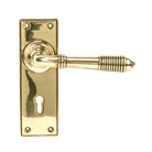 Aged Brass Reeded Lever Lock Set | From The Anvil - Lever Lock - From The Anvil - Yester Home