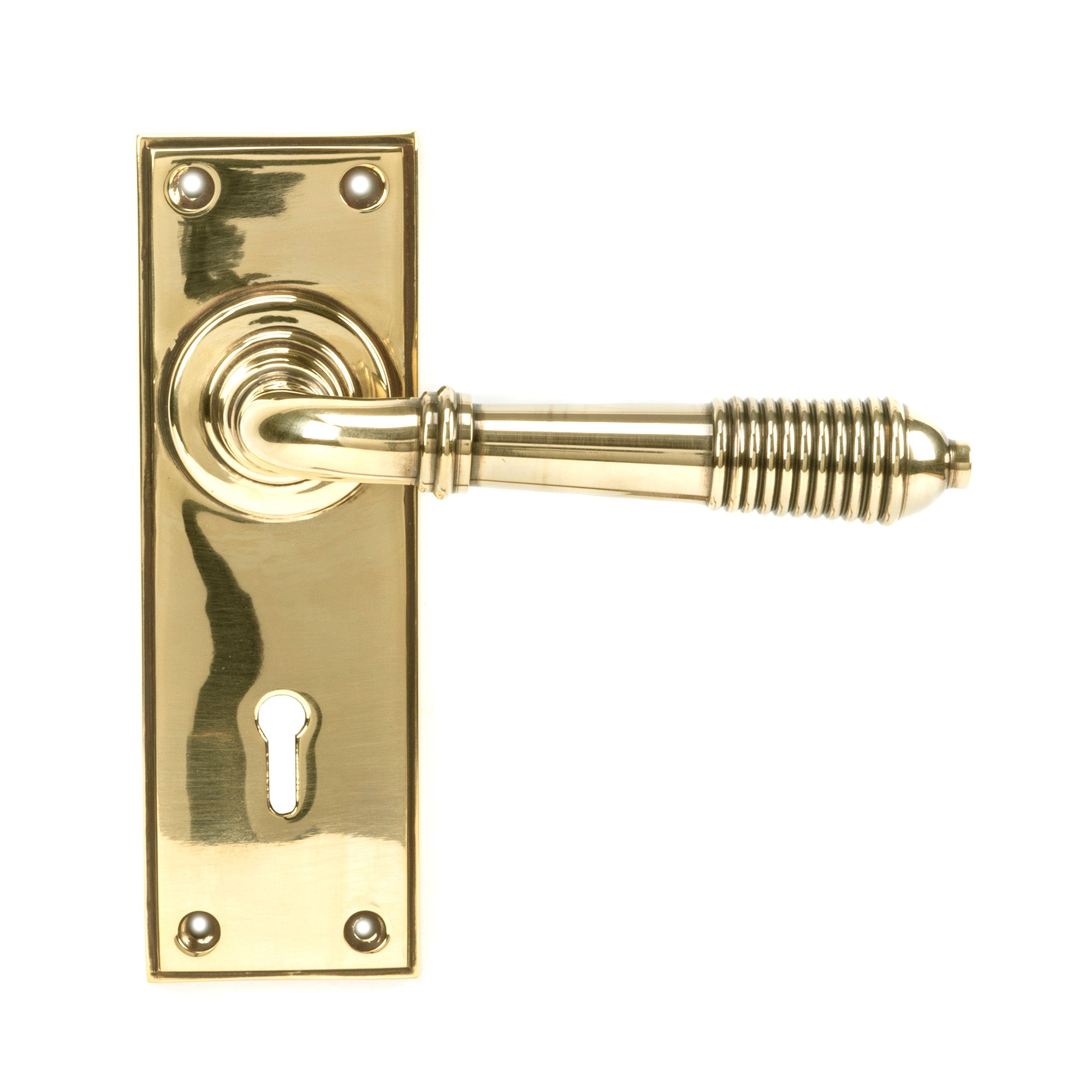 Aged Brass Reeded Lever Lock Set | From The Anvil - Lever Lock - From The Anvil - Yester Home