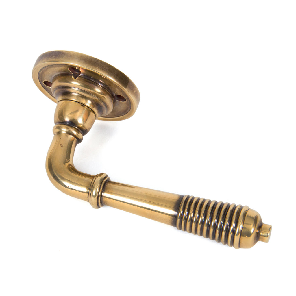 Aged Brass Reeded Lever on Rose Set | From The Anvil-Lever on Rose-Yester Home