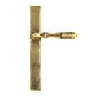 Aged Brass Reeded Slimline Lever Latch Set | From The Anvil-Espagnolette-Yester Home