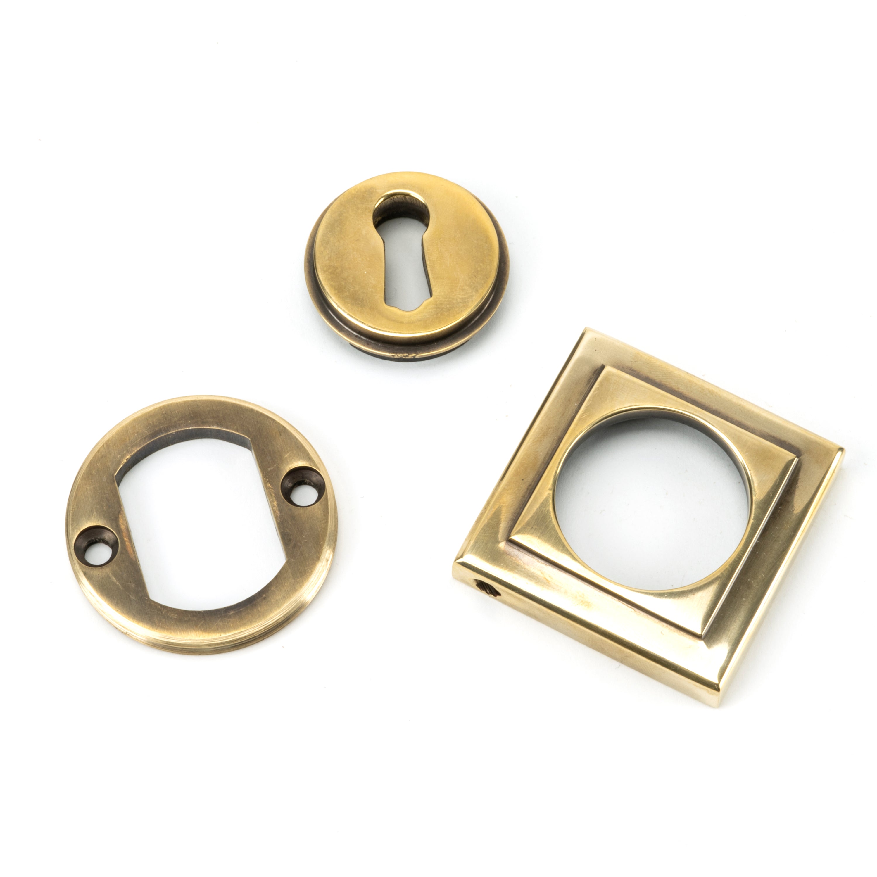 Aged Brass Round Escutcheon (Square) | From The Anvil-Escutcheons-Yester Home