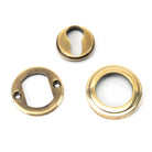 Aged Brass Round Euro Escutcheon (Art Deco) | From The Anvil-Euro Escutcheons-Yester Home