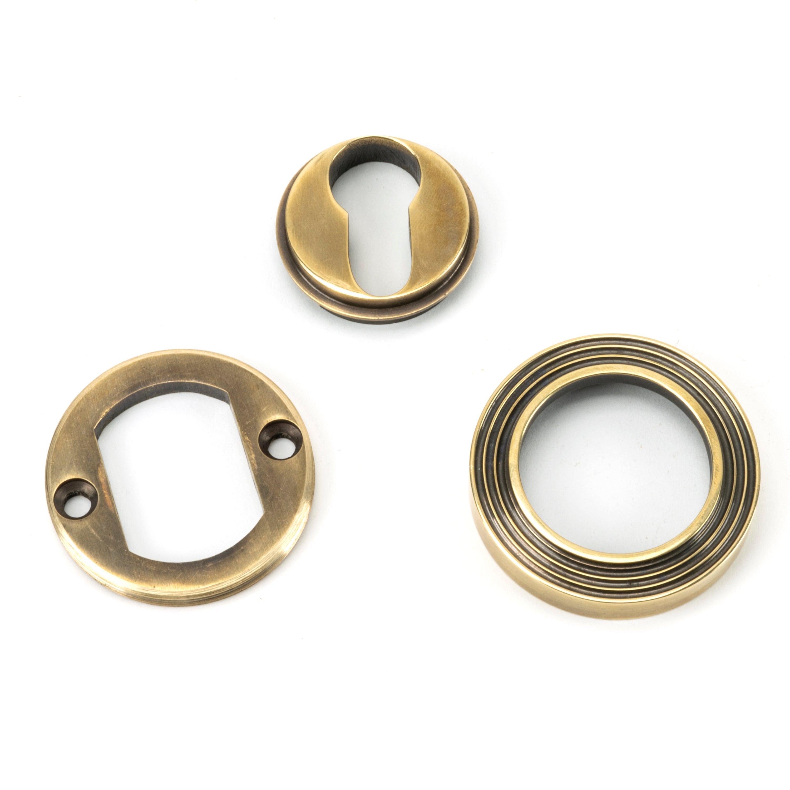 Aged Brass Round Euro Escutcheon (Beehive) | From The Anvil-Euro Escutcheons-Yester Home