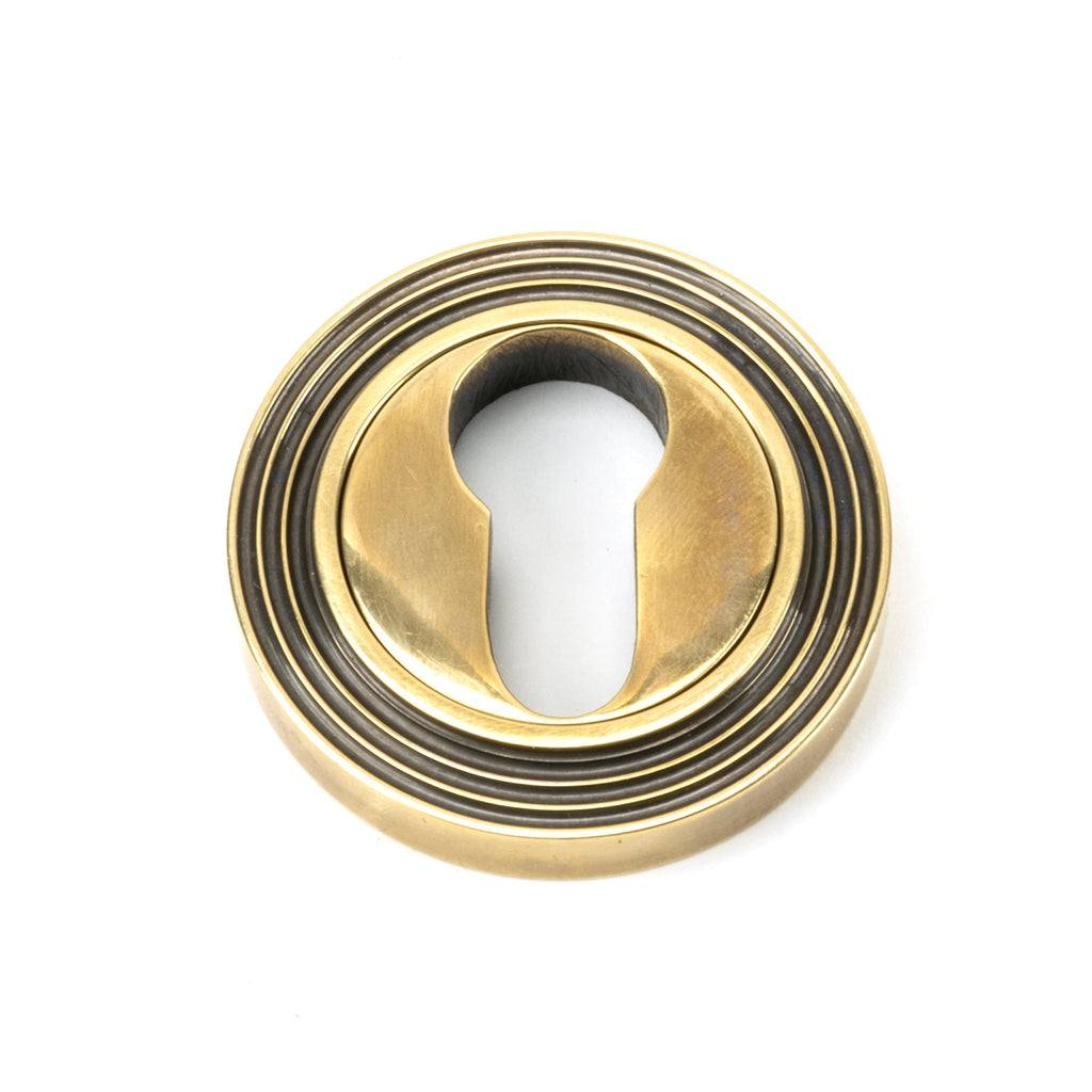 Aged Brass Round Euro Escutcheon (Beehive) | From The Anvil-Euro Escutcheons-Yester Home