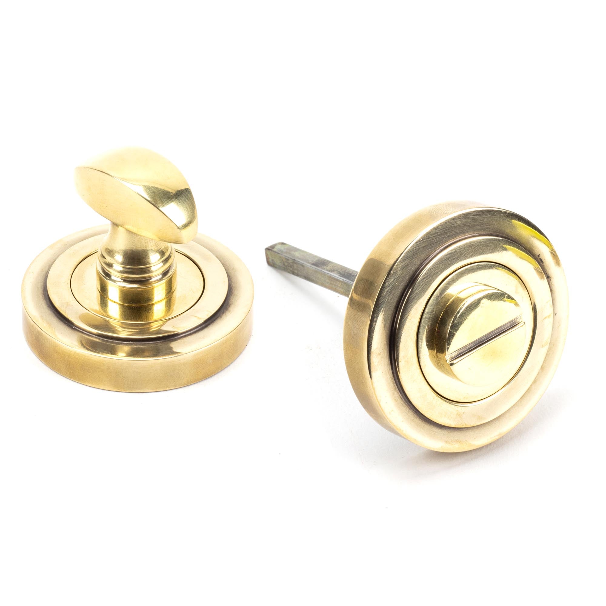 Aged Brass Round Thumbturn Set (Art Deco) | From The Anvil - Thumbturns - From The Anvil - Yester Home