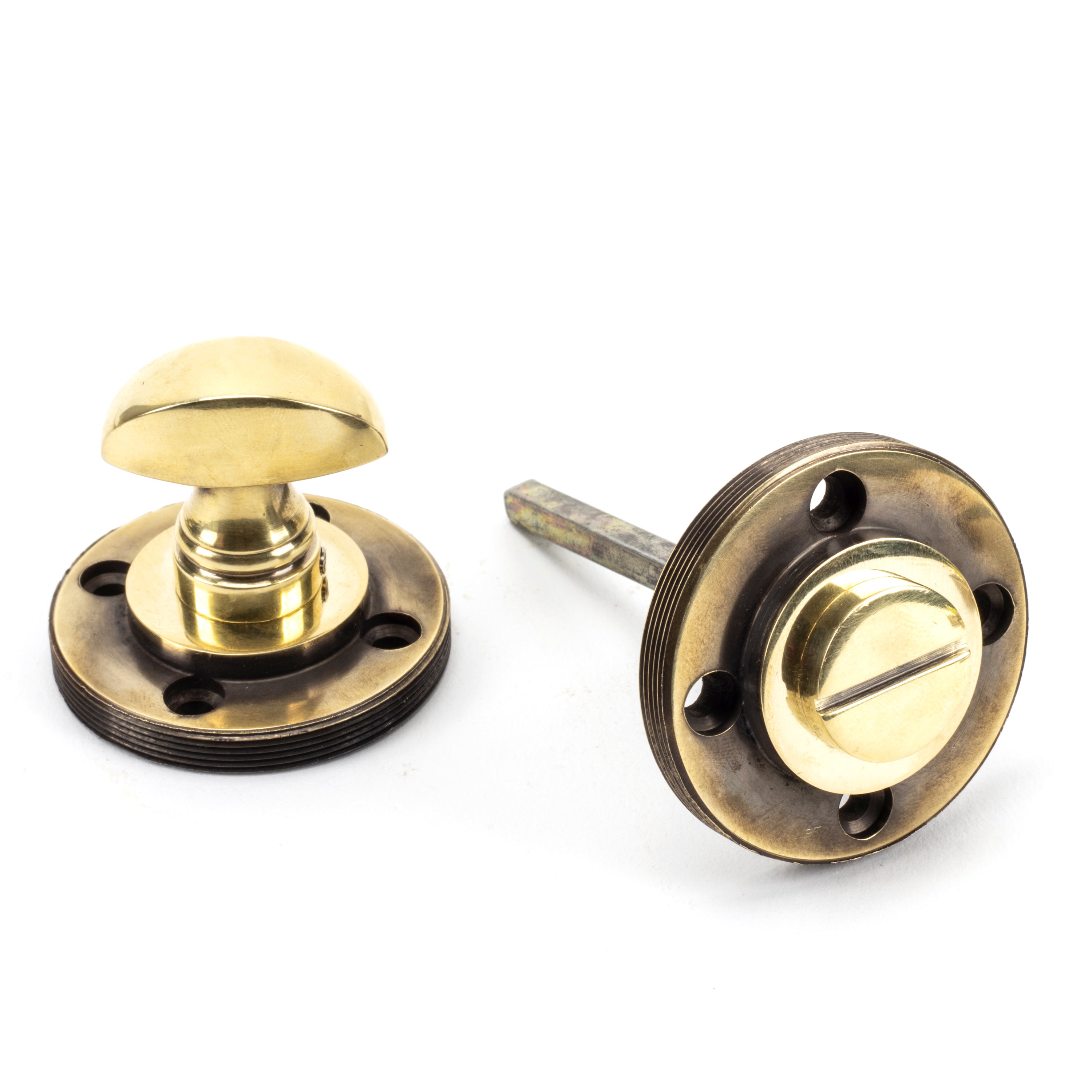 Aged Brass Round Thumbturn Set (Plain) | From The Anvil-Thumbturns-Yester Home