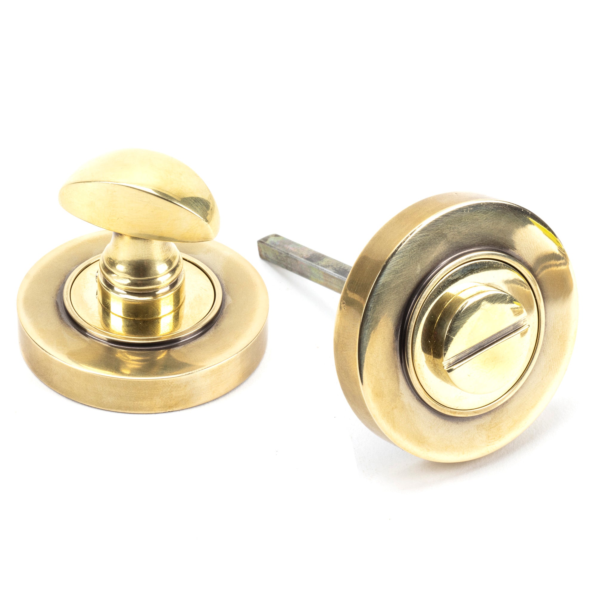 Aged Brass Round Thumbturn Set (Plain) | From The Anvil - Thumbturns - From The Anvil - Yester Home