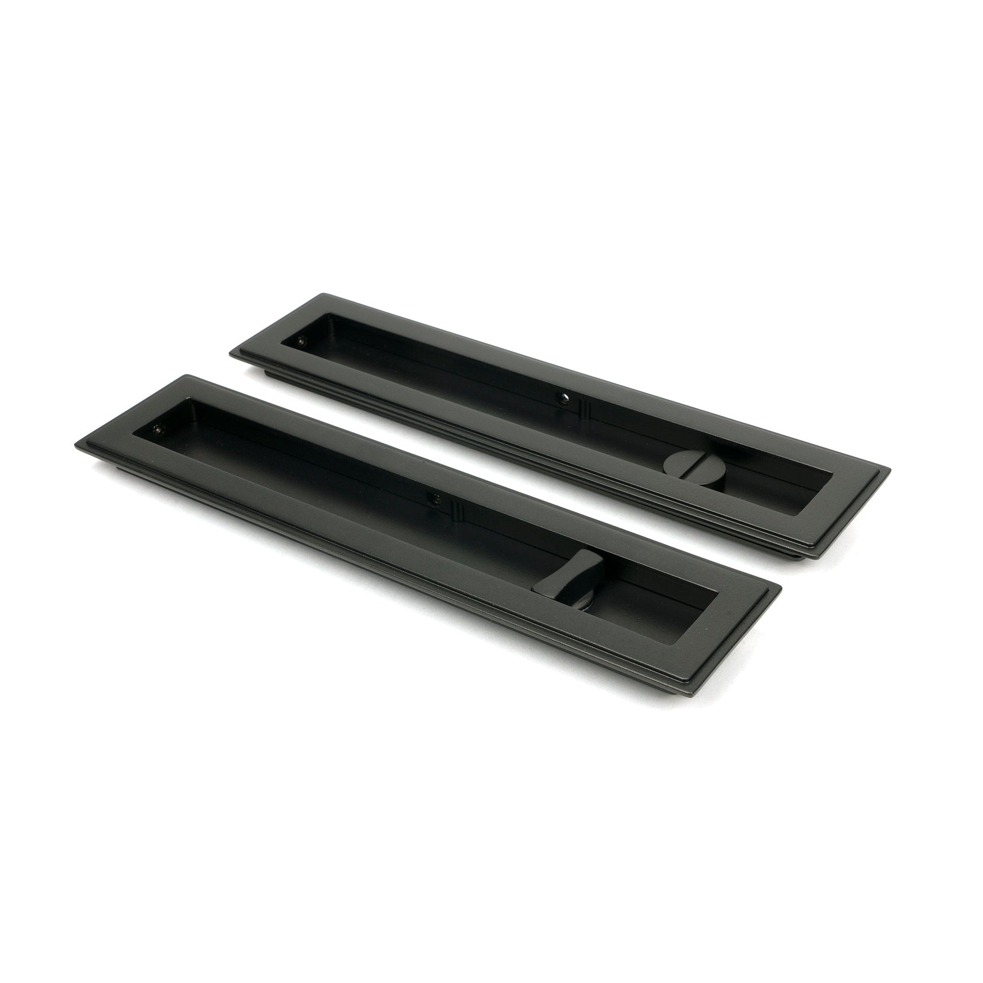 Aged Bronze 250mm Art Deco Rectangular Pull - Privacy Set | From The Anvil-Cabinet Pulls-Yester Home