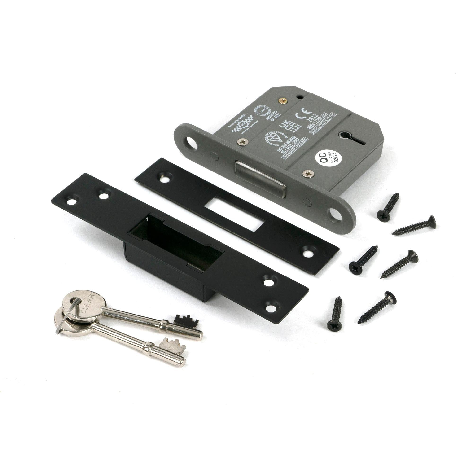 Aged Bronze 3" 5 Lever BS Dead Lock - Deadlocks & Deadbolts - From The Anvil - Yester Home