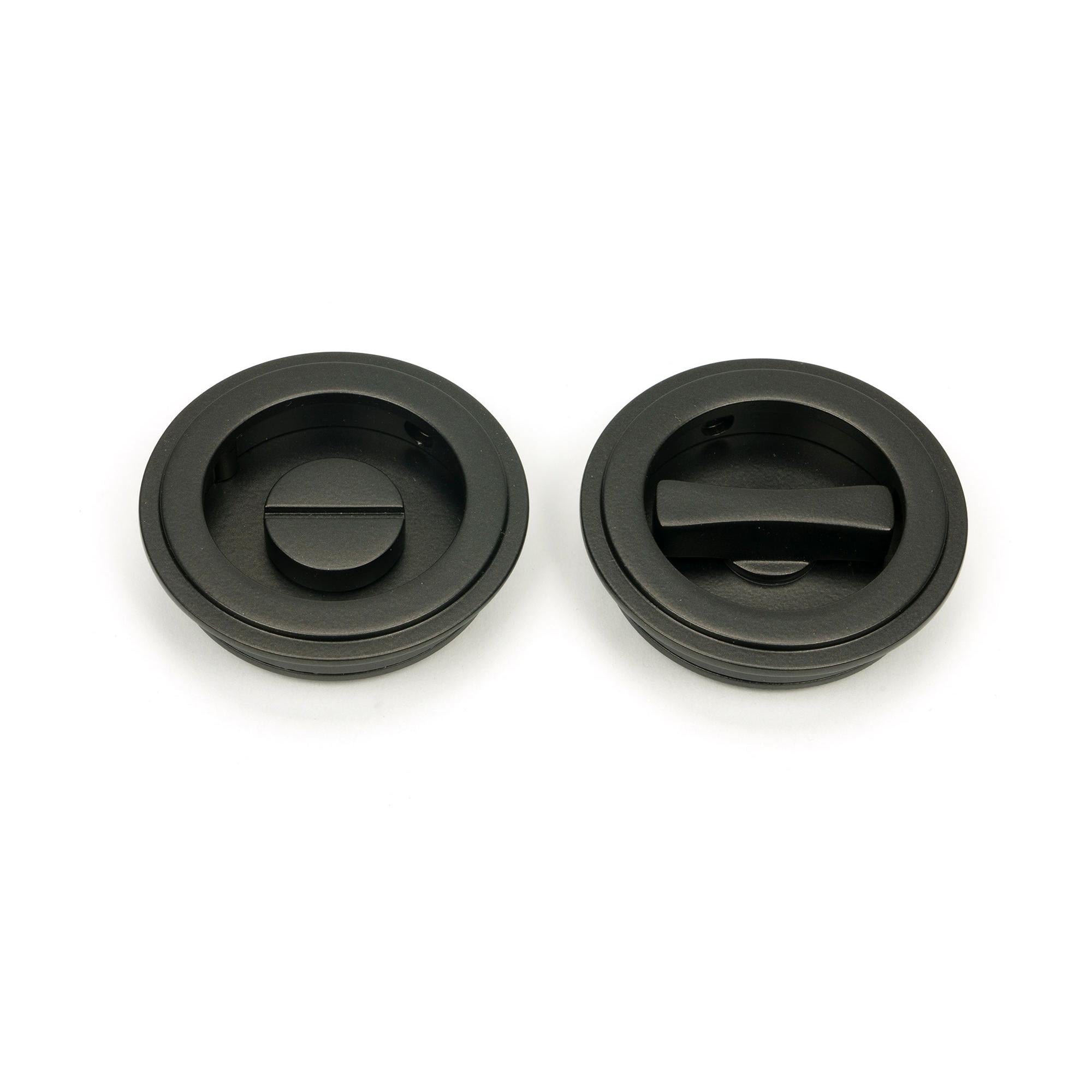 Aged Bronze 60mm Art Deco Round Pull - Privacy Set | From The Anvil - Cabinet Pulls - From The Anvil - Yester Home