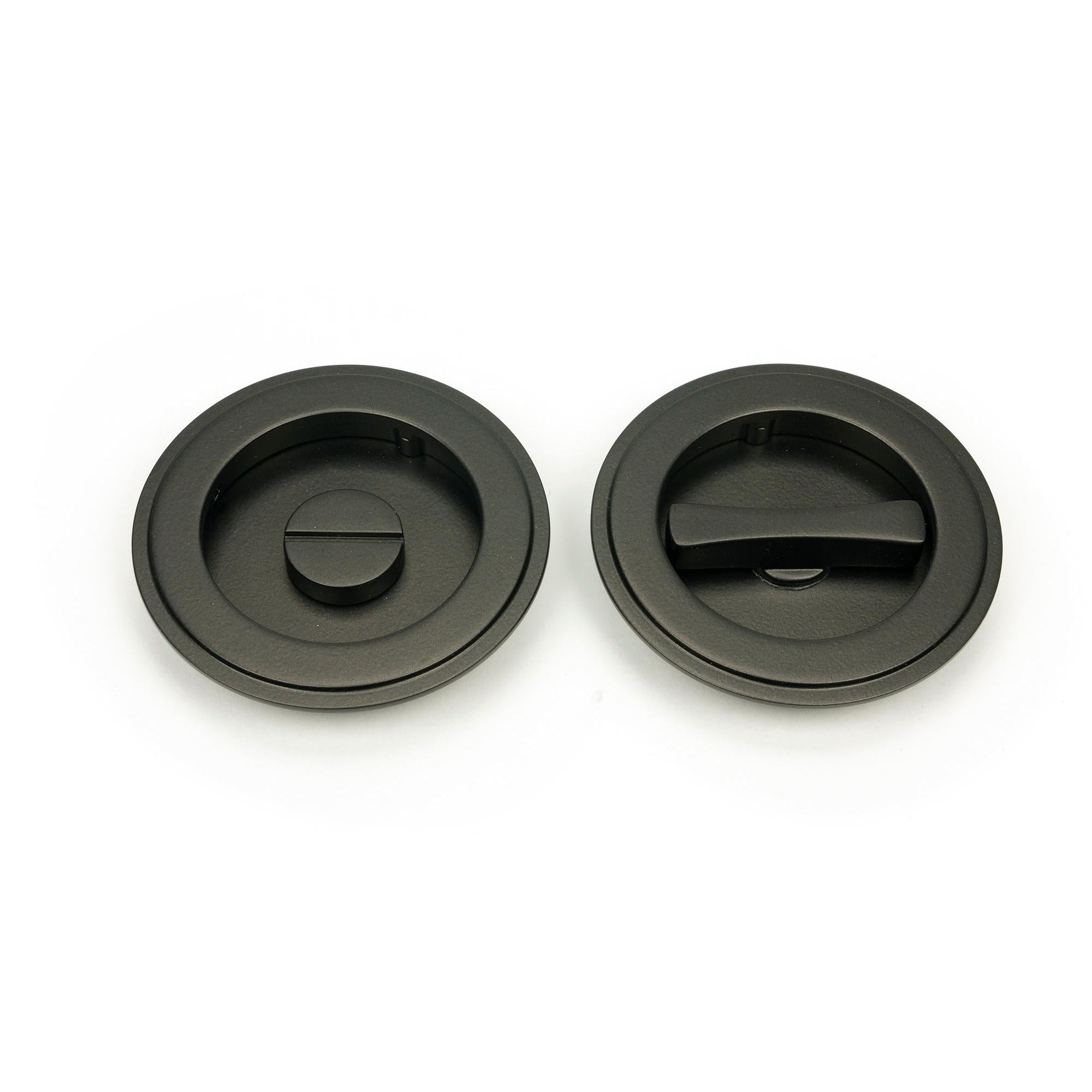 Aged Bronze 75mm Art Deco Round Pull - Privacy Set | From The Anvil - Cabinet Pulls - From The Anvil - Yester Home