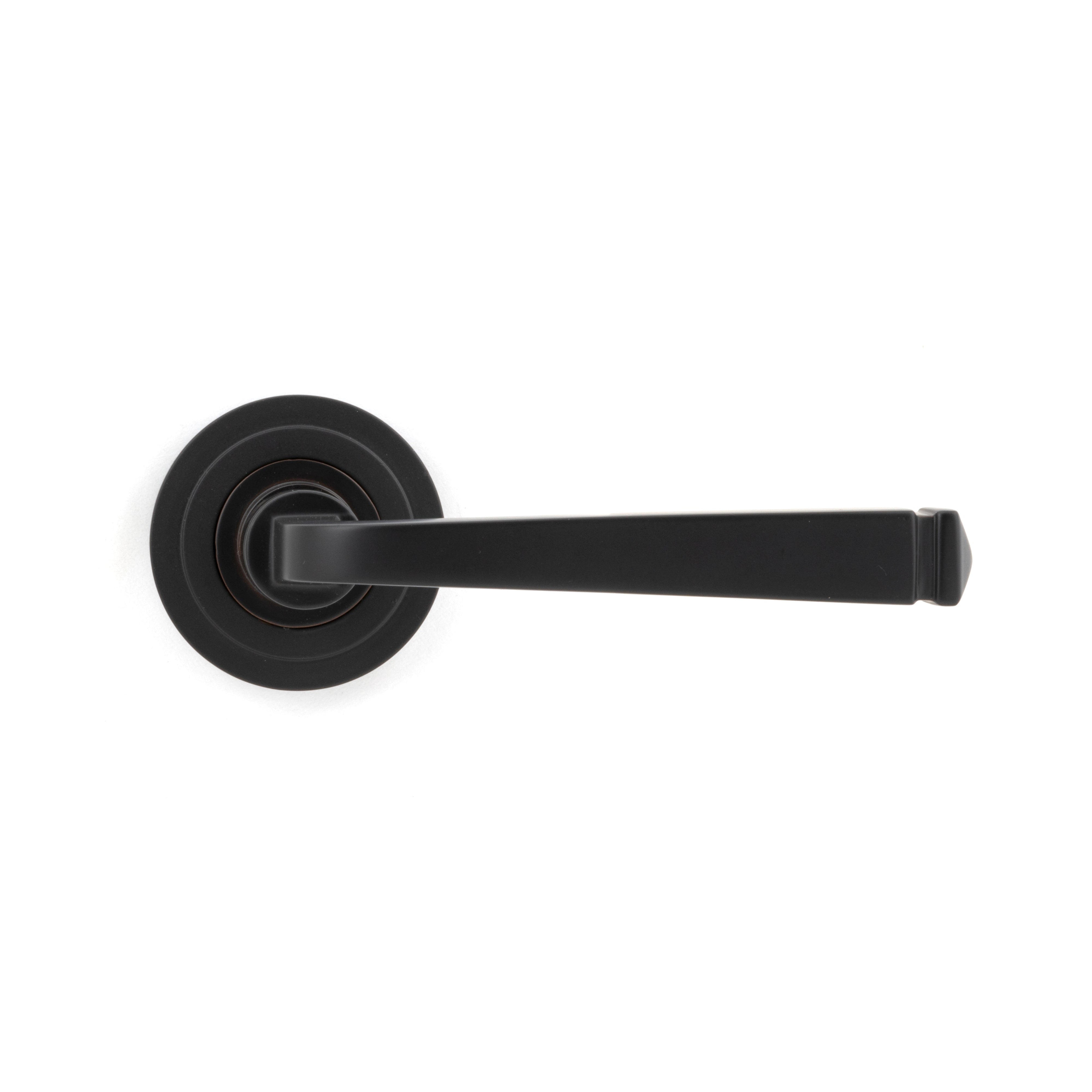 Aged Bronze Avon Round Lever on Rose Set (Art Deco) - Unsprung | From The Anvil-Concealed-Yester Home