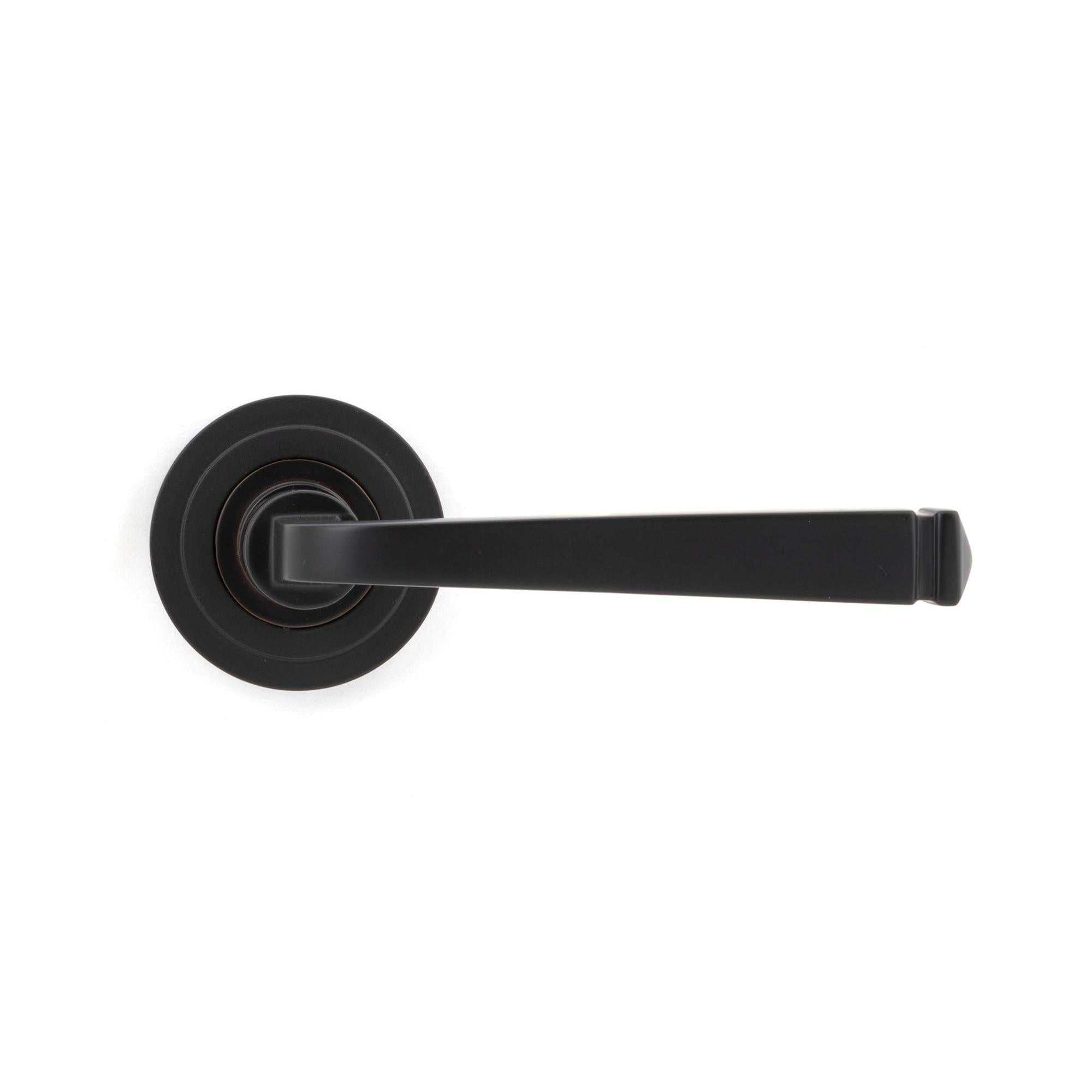 Aged Bronze Avon Round Lever on Rose Set (Art Deco) - Unsprung | From The Anvil - Concealed - From The Anvil - Yester Home