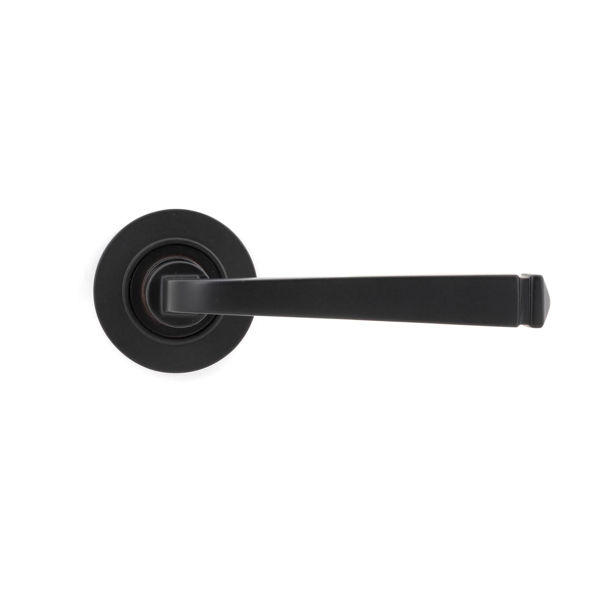 Aged Bronze Avon Round Lever on Rose Set (Plain) - Unsprung | From The Anvil - Concealed - From The Anvil - Yester Home