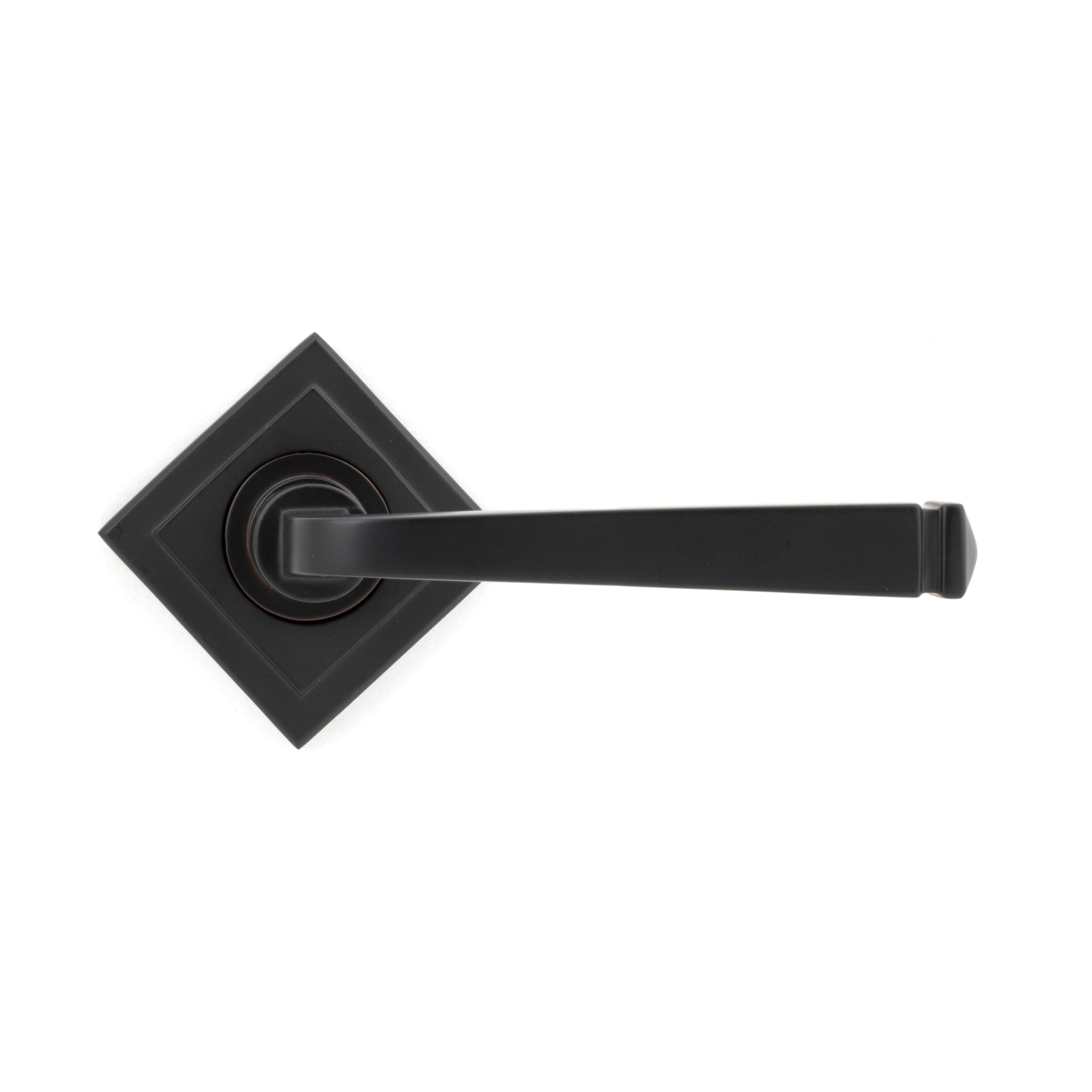 Aged Bronze Avon Round Lever on Rose Set (Square) | From The Anvil-Concealed-Yester Home
