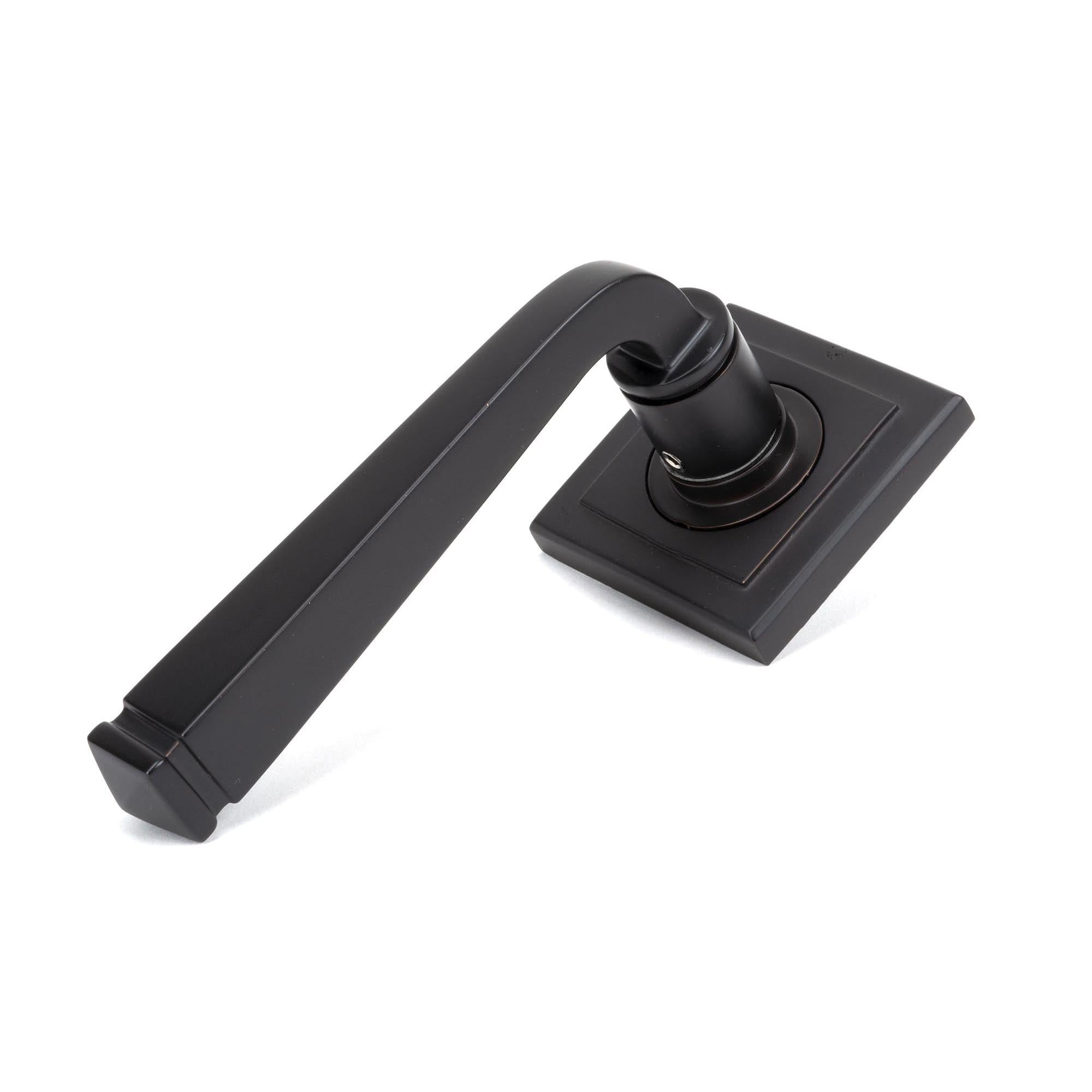 Aged Bronze Avon Round Lever on Rose Set (Square) - Unsprung | From The Anvil - Concealed - From The Anvil - Yester Home