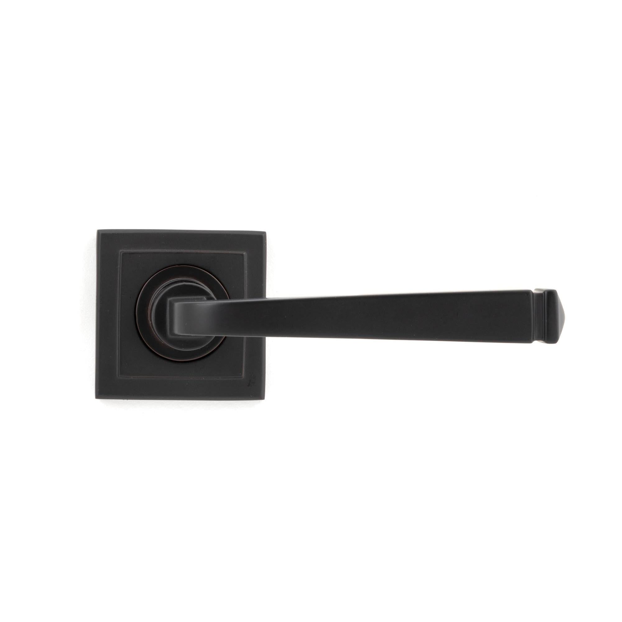 Aged Bronze Avon Round Lever on Rose Set (Square) - Unsprung | From The Anvil - Concealed - From The Anvil - Yester Home
