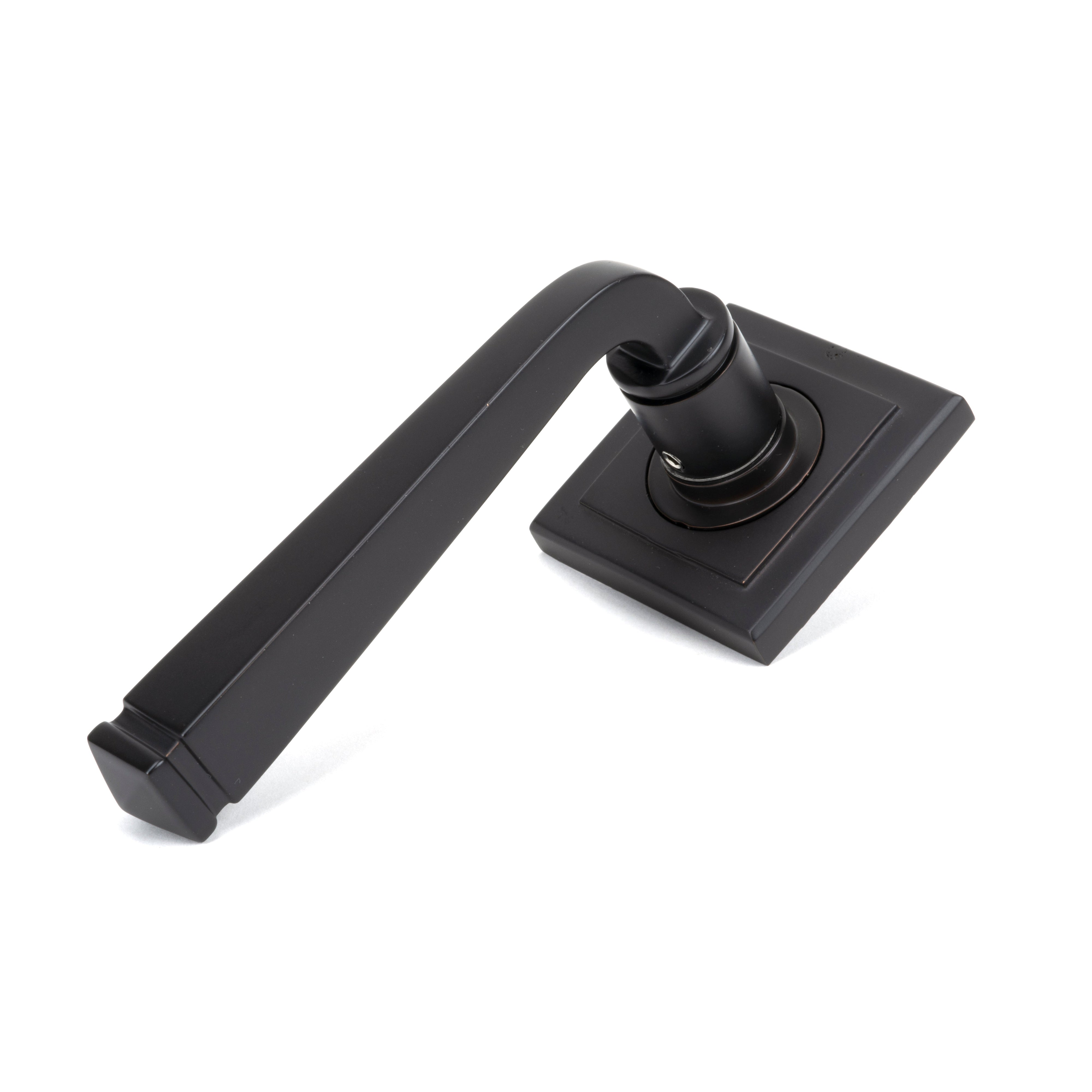 Aged Bronze Avon Round Lever on Rose Set (Square) - Unsprung | From The Anvil-Concealed-Yester Home
