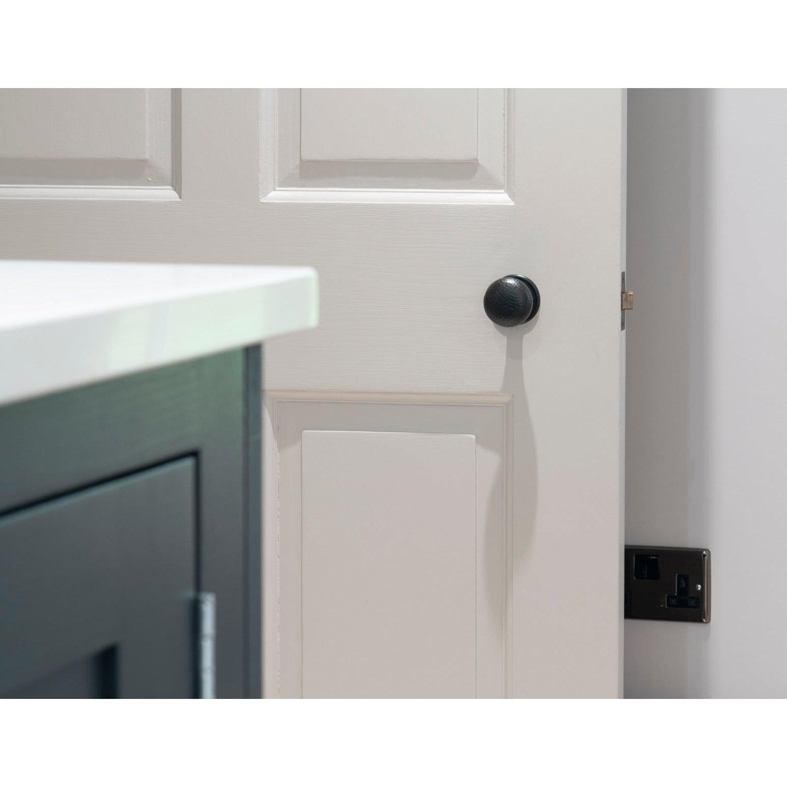 Aged Bronze Hammered Mushroom Mortice/Rim Knob Set | From The Anvil-Mortice Knobs-Yester Home