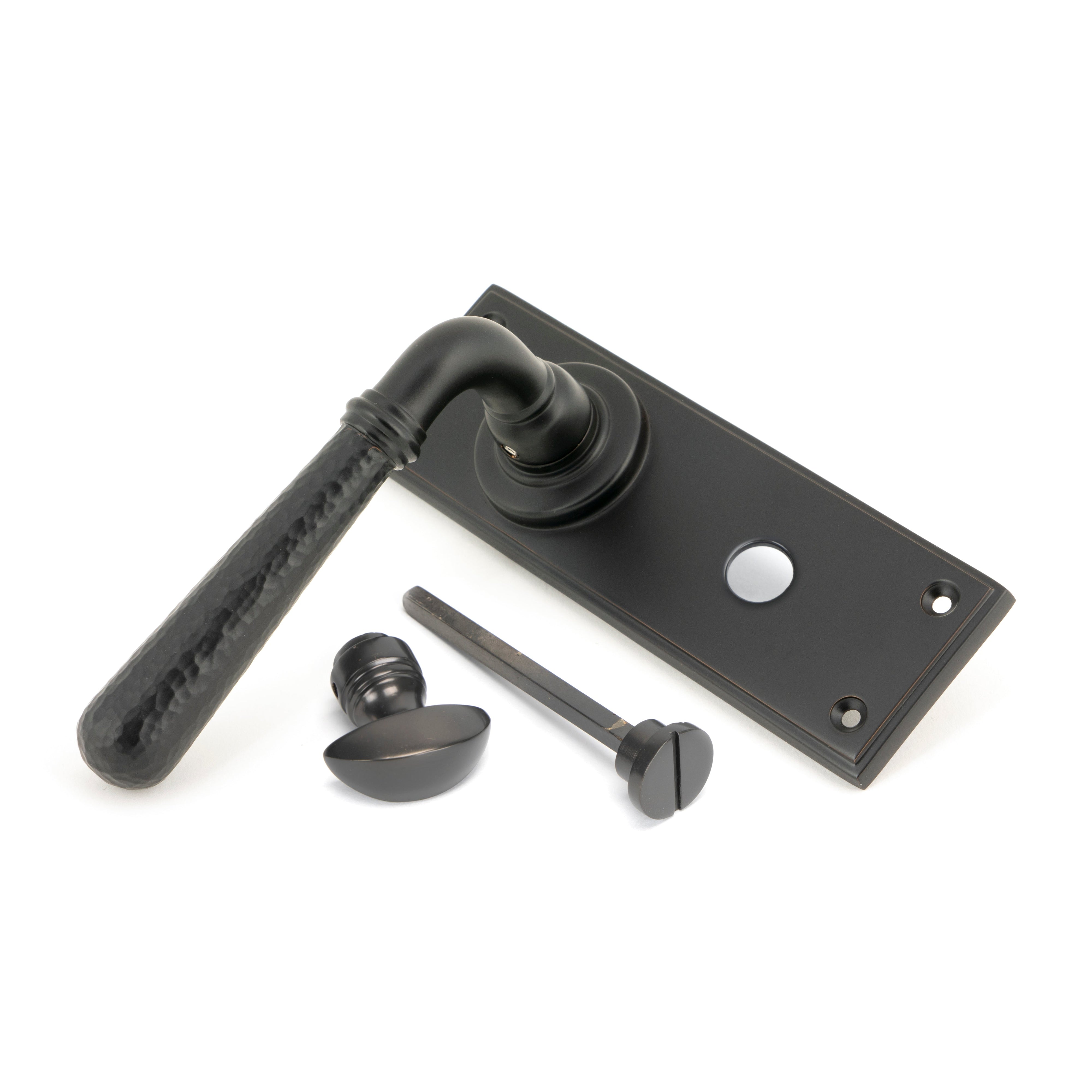 Aged Bronze Hammered Newbury Lever Bathroom Set | From The Anvil-Lever Bathroom-Yester Home