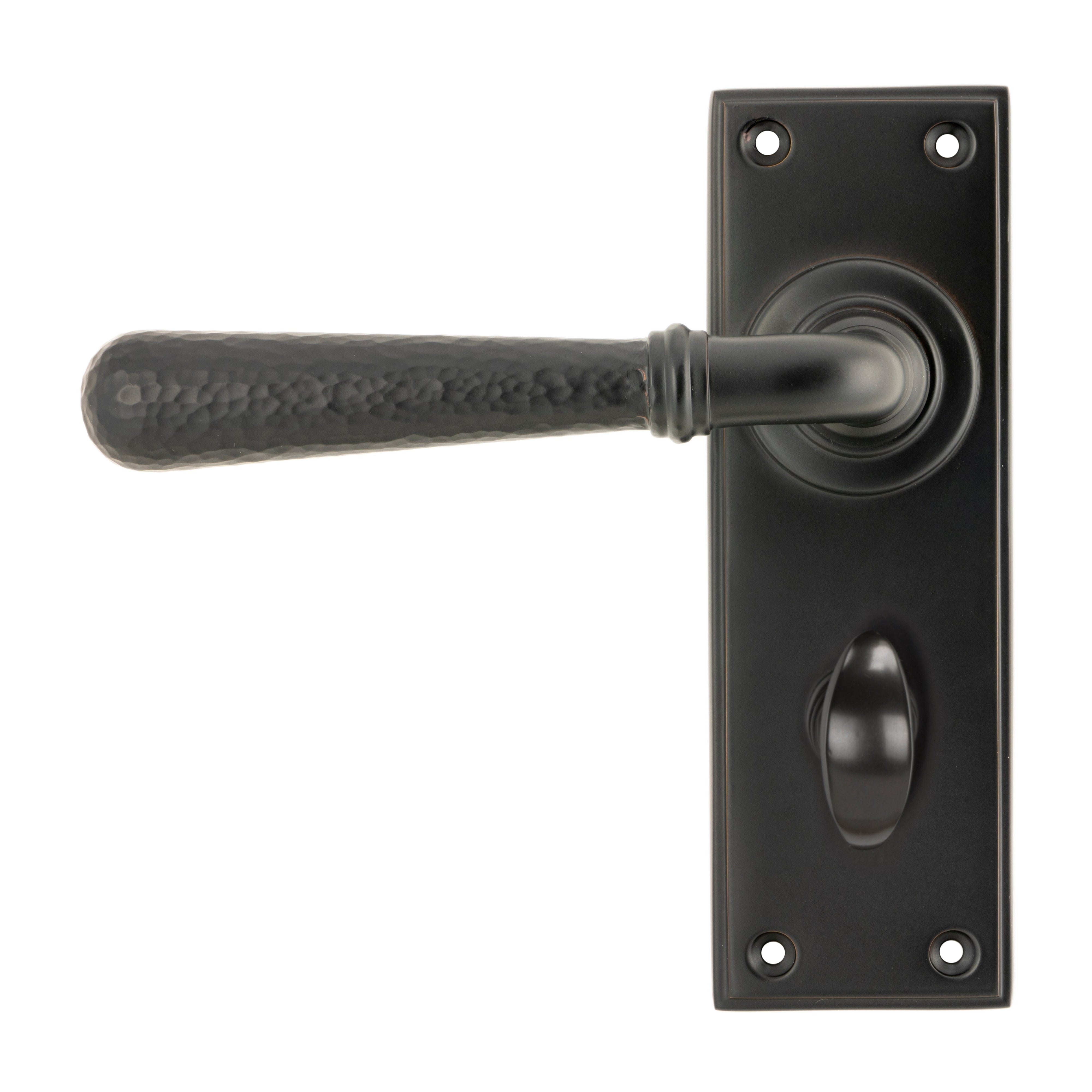 Aged Bronze Hammered Newbury Lever Bathroom Set | From The Anvil-Lever Bathroom-Yester Home