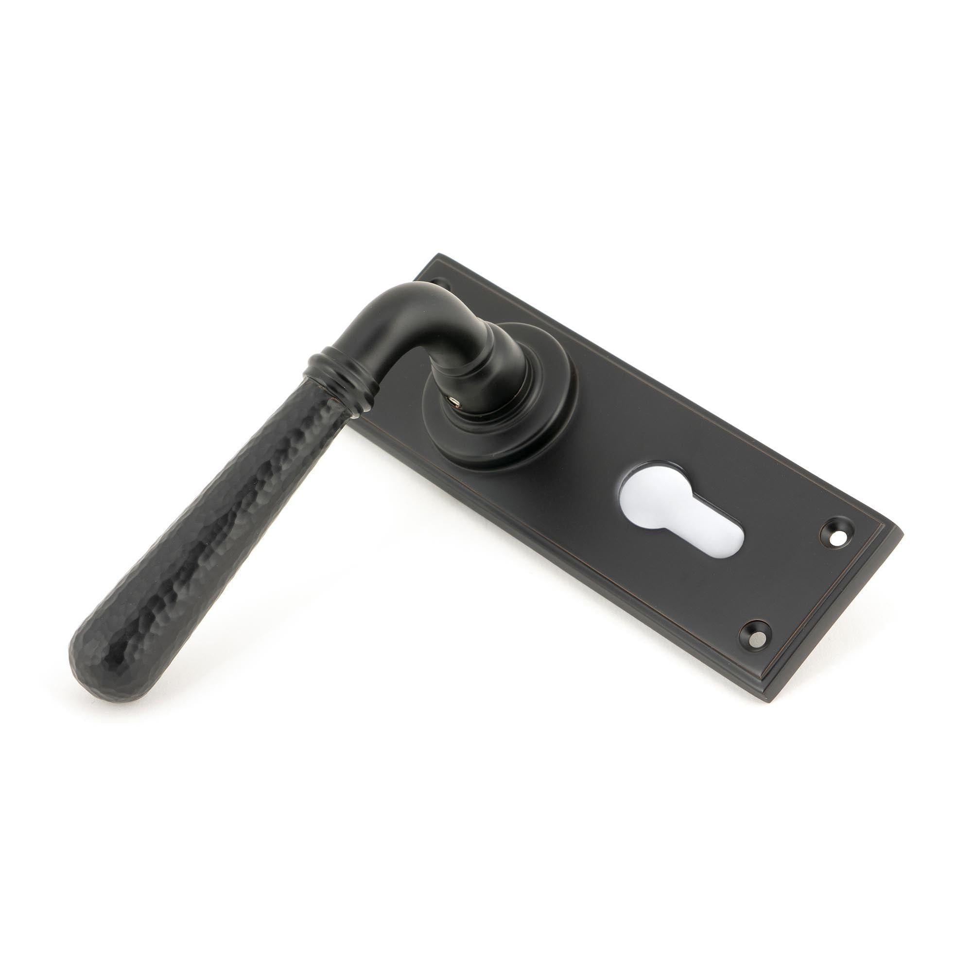 Aged Bronze Hammered Newbury Lever Euro Lock Set | From The Anvil - Lever Euro - From The Anvil - Yester Home