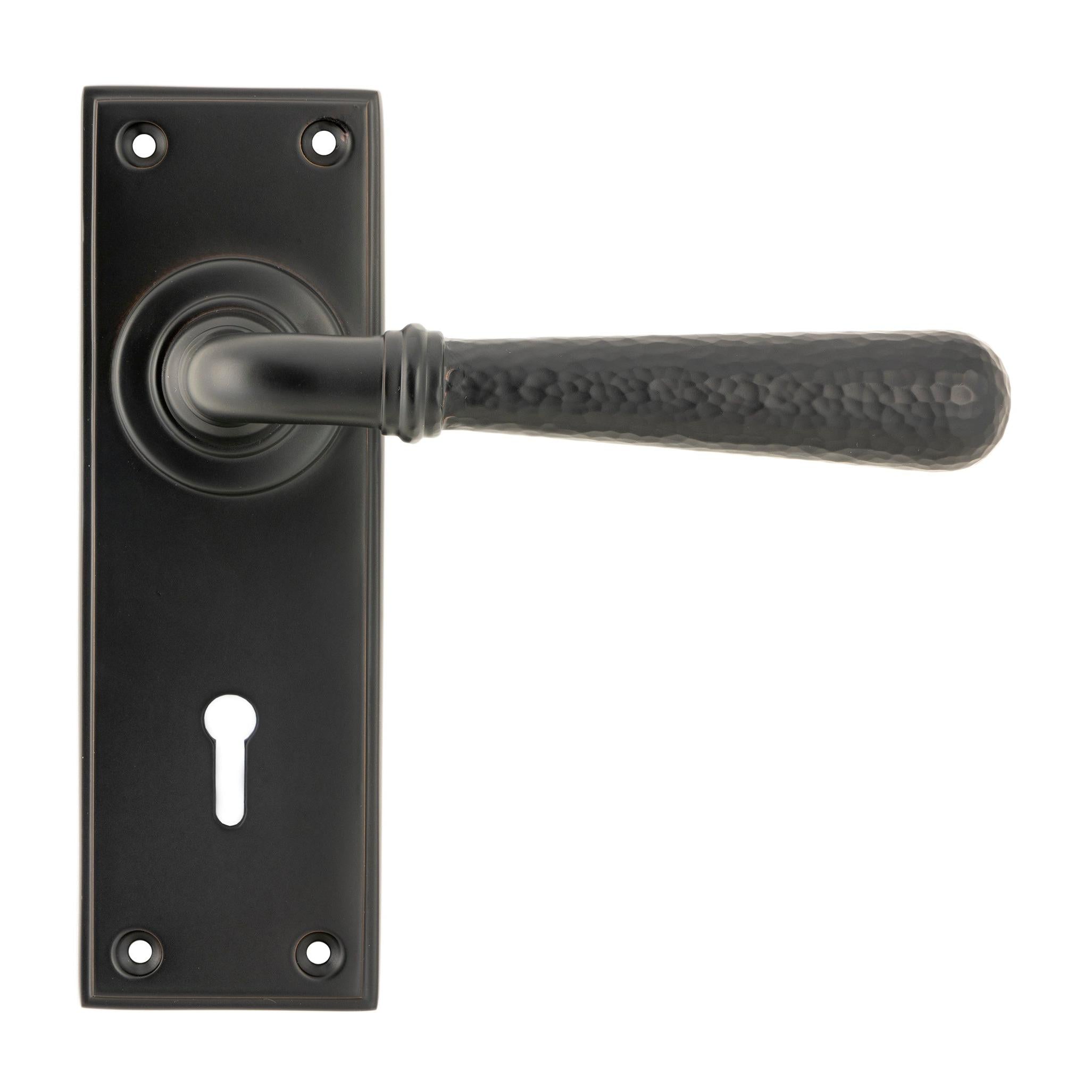 Aged Bronze Hammered Newbury Lever Lock Set | From The Anvil - Lever Lock - From The Anvil - Yester Home