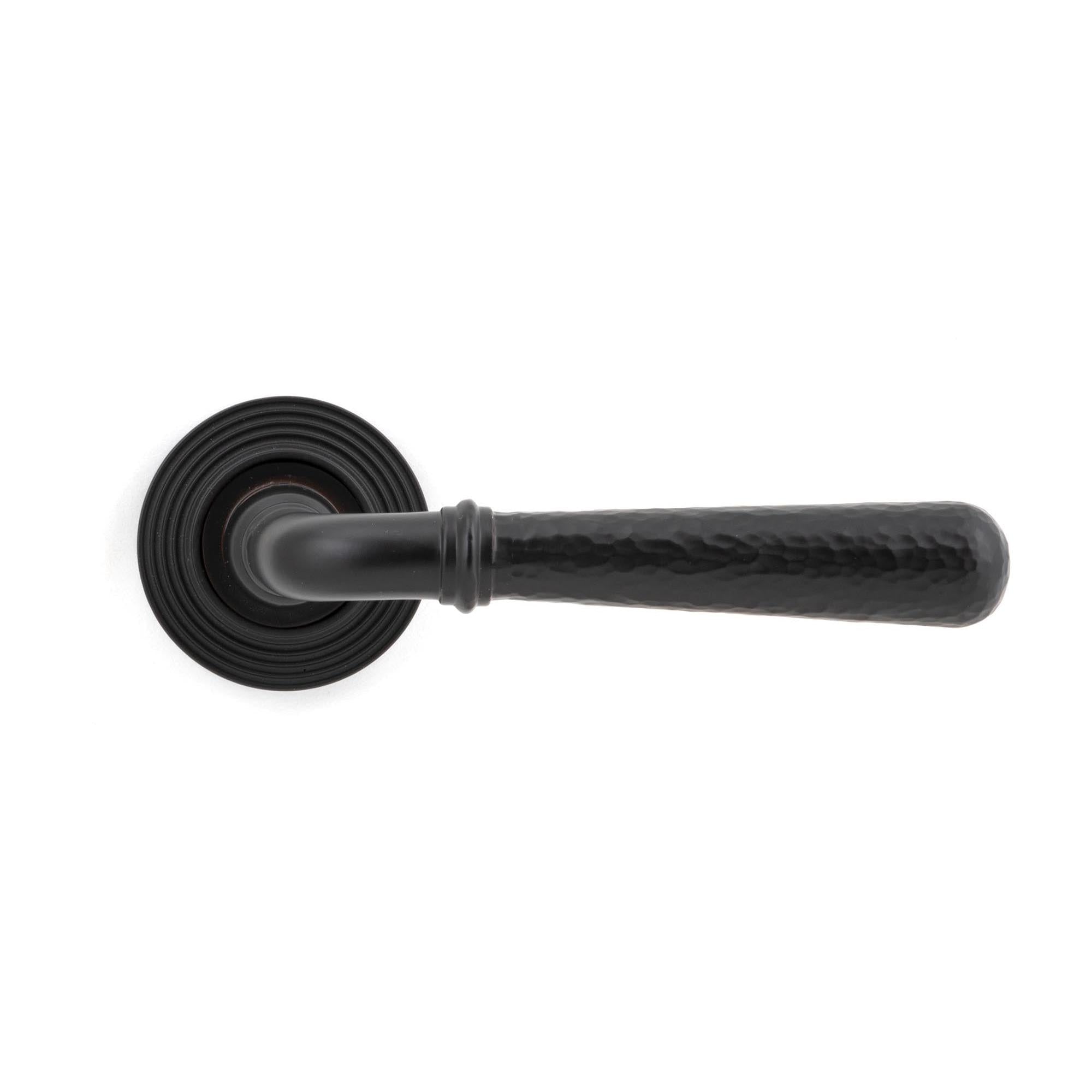 Aged Bronze Hammered Newbury Lever on Rose Set (Beehive) - Unsprung | From The Anvil - Concealed - From The Anvil - Yester Home