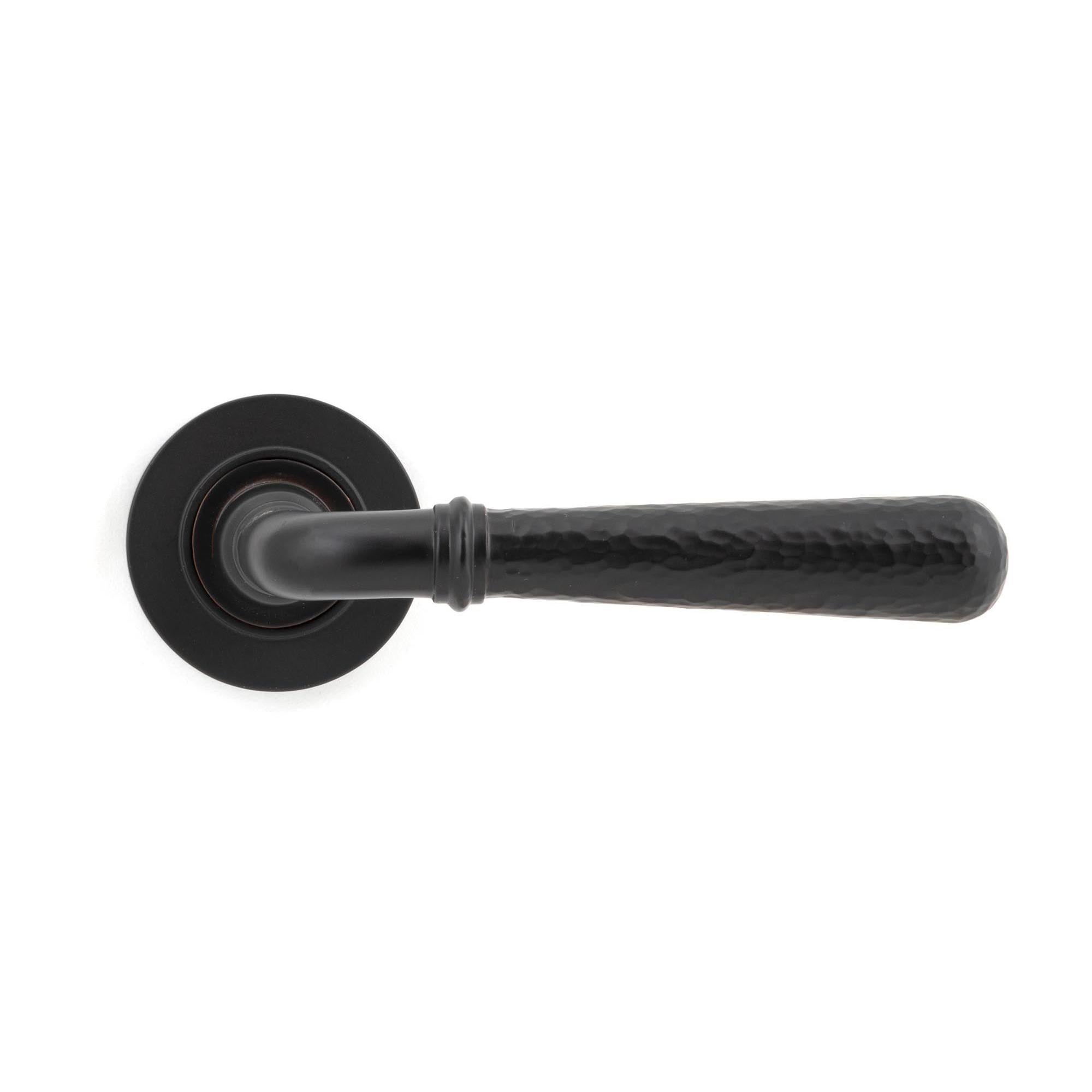 Aged Bronze Hammered Newbury Lever on Rose Set (Plain) | From The Anvil - Concealed - From The Anvil - Yester Home