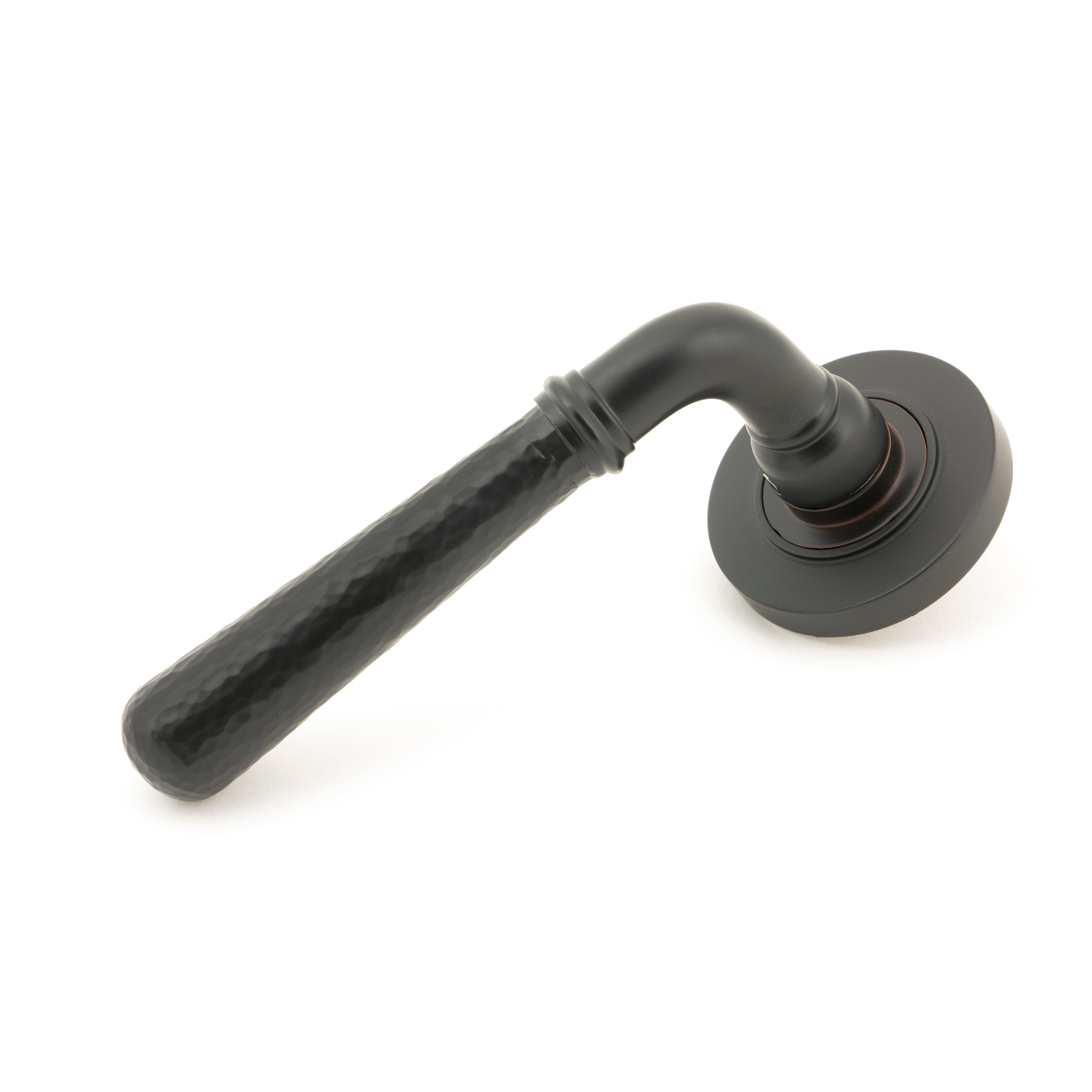Aged Bronze Hammered Newbury Lever on Rose Set (Plain) | From The Anvil-Concealed-Yester Home