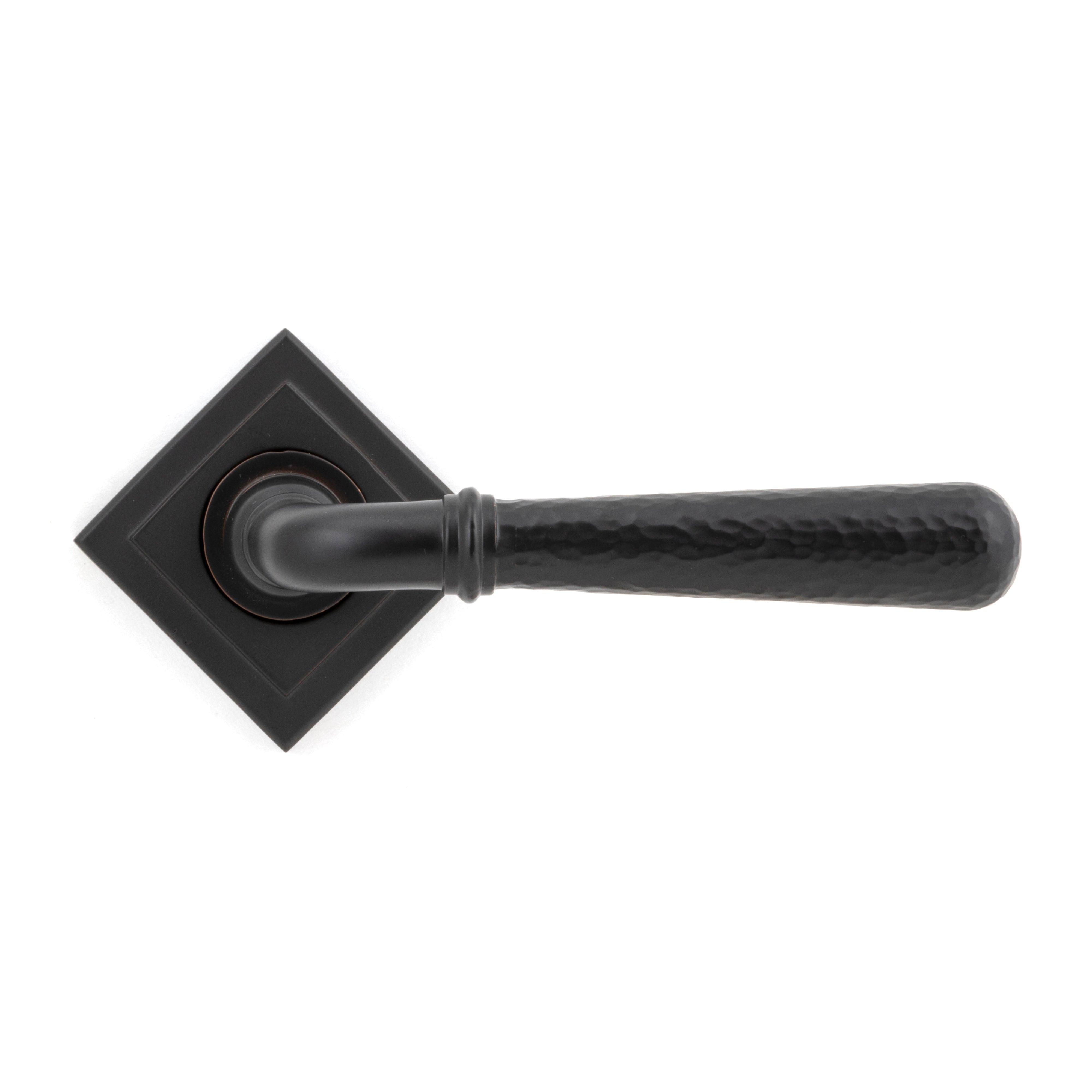 Aged Bronze Hammered Newbury Lever on Rose Set (Square) - Unsprung | From The Anvil-Concealed-Yester Home