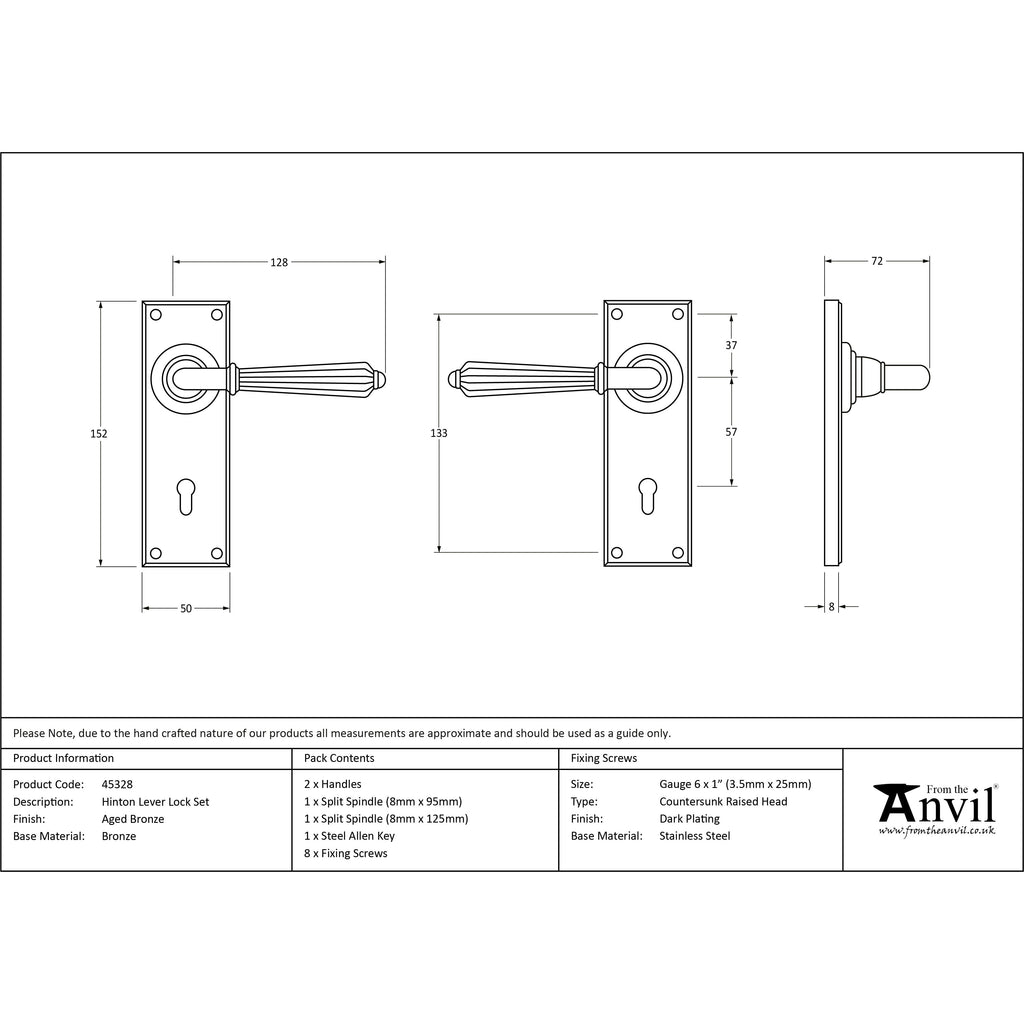 Aged Bronze Hinton Lever Lock Set | From The Anvil-Lever Lock-Yester Home
