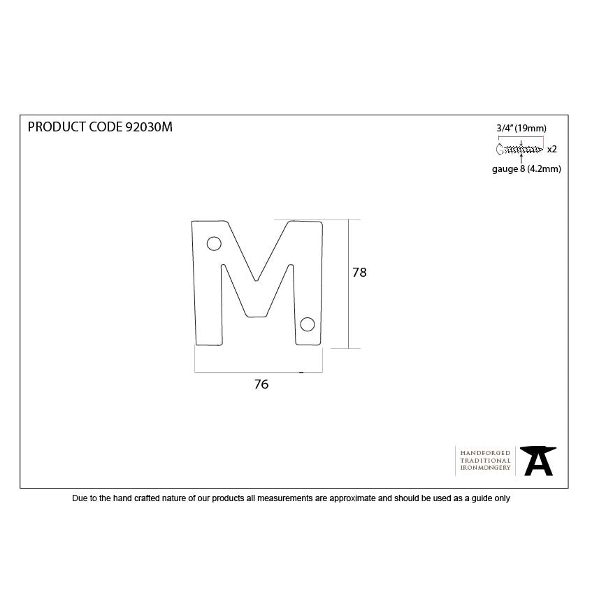 Aged Bronze Letter M | From The Anvil