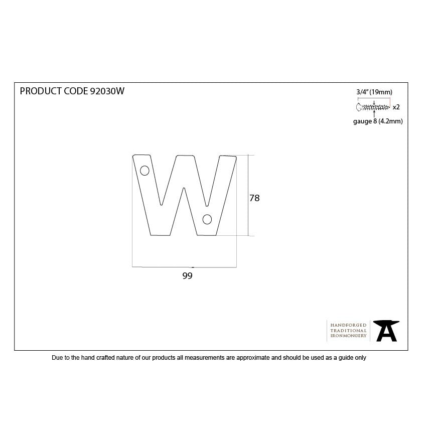 Aged Bronze Letter W | From The Anvil-Letters-Yester Home