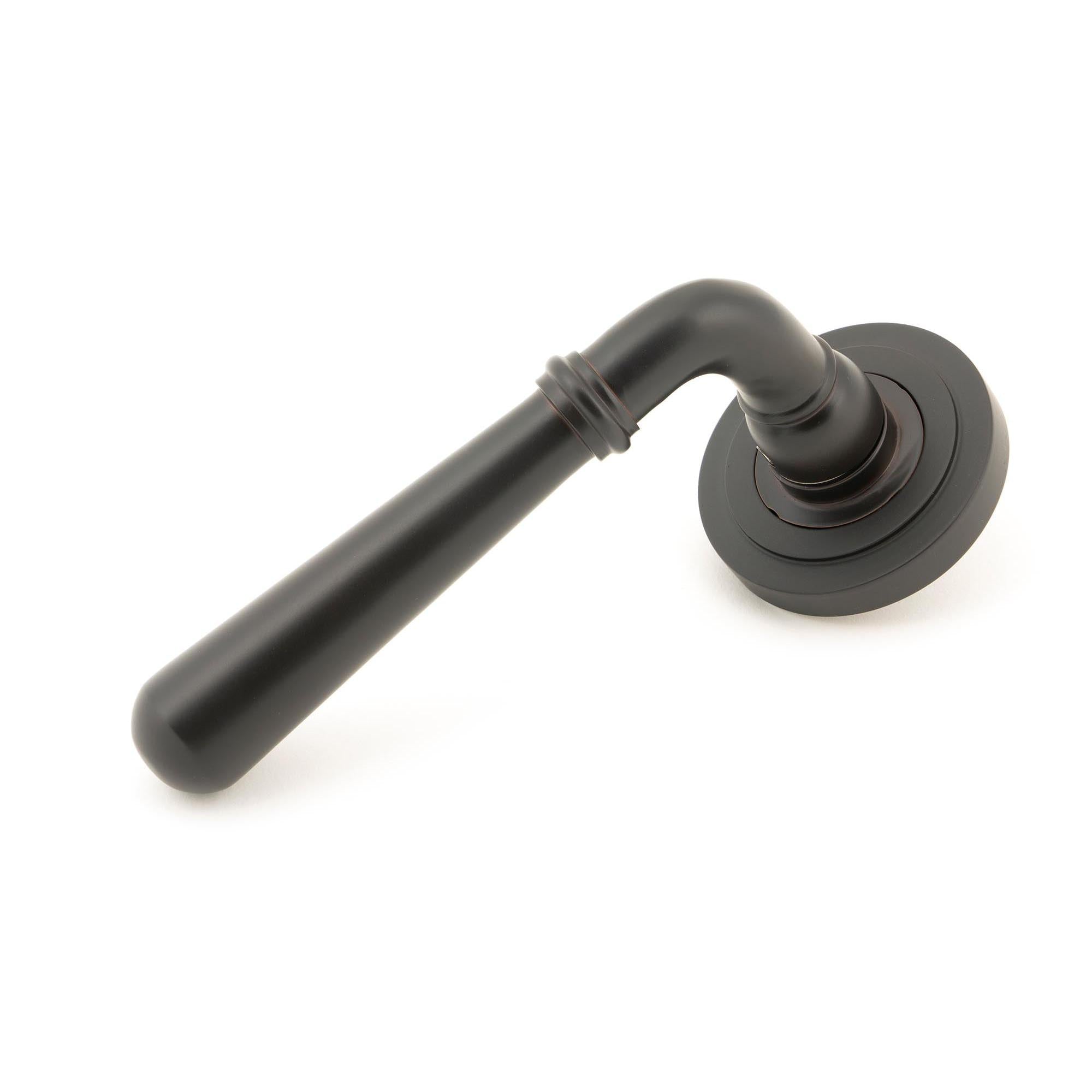Aged Bronze Newbury Lever on Rose Set (Art Deco) - Unsprung | From The Anvil - Concealed - From The Anvil - Yester Home