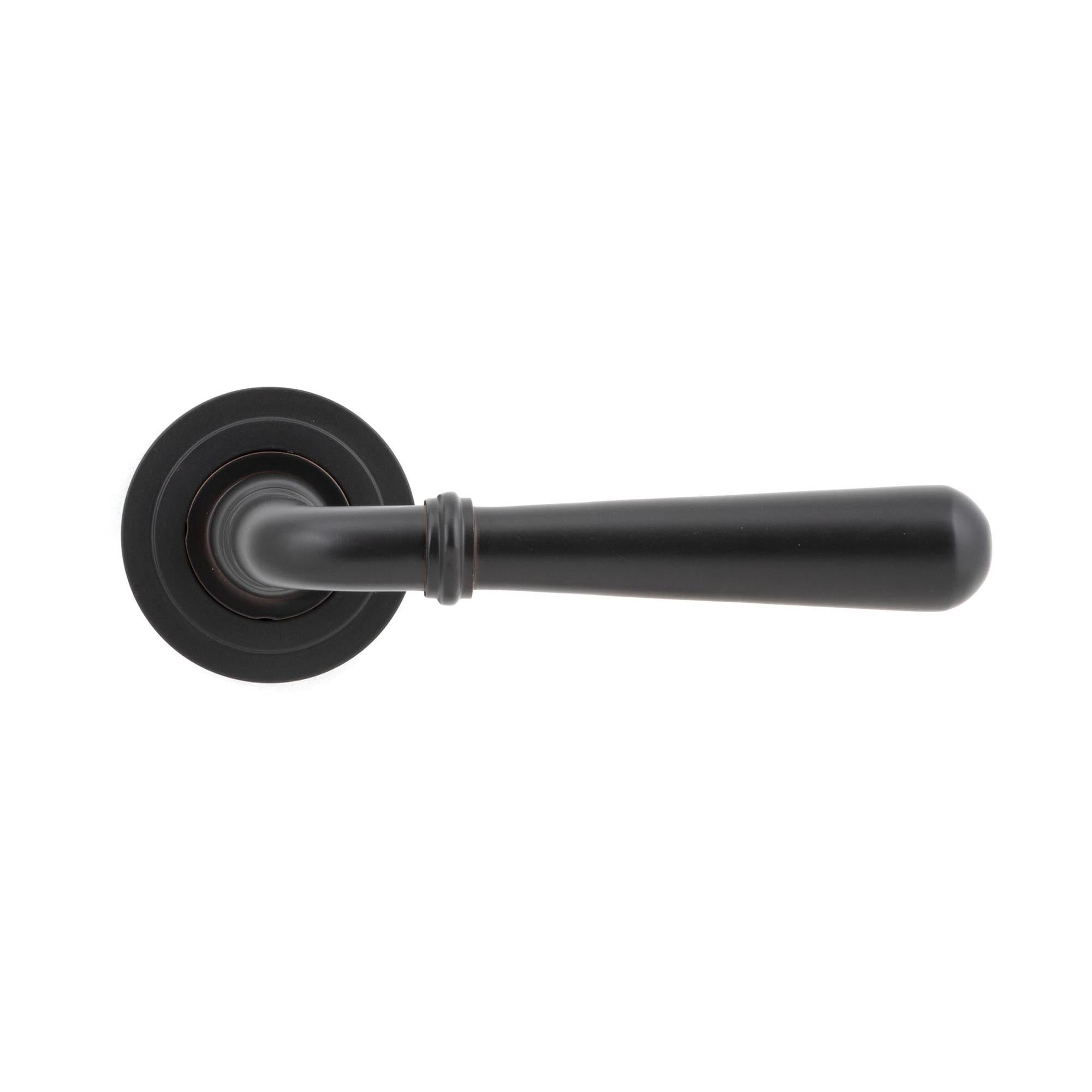 Aged Bronze Newbury Lever on Rose Set (Art Deco) - Unsprung | From The Anvil - Concealed - From The Anvil - Yester Home