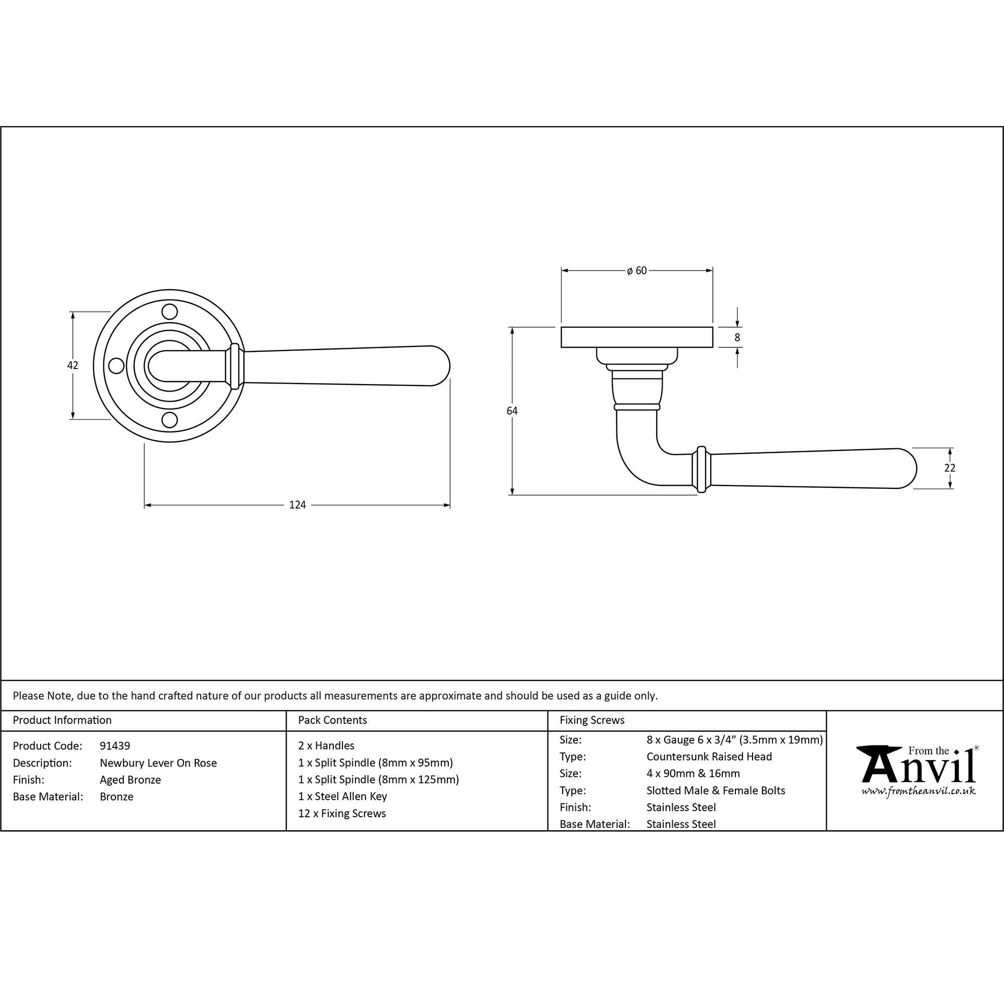Aged Bronze Newbury Lever on Rose Set | From The Anvil - Lever on Rose - From The Anvil - Yester Home