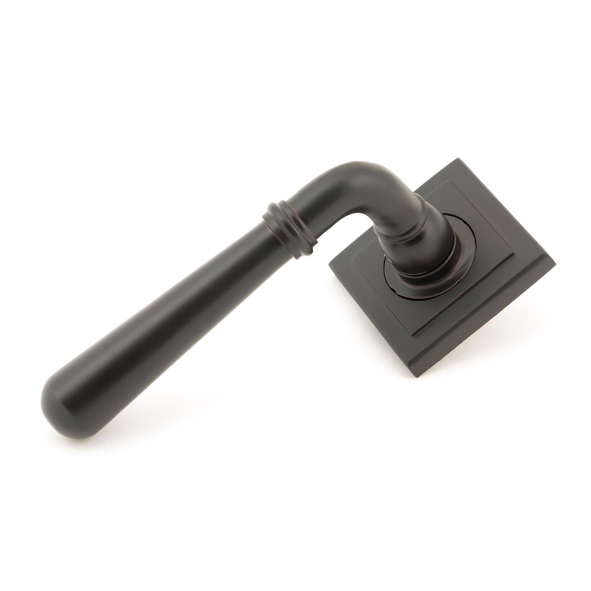 Aged Bronze Newbury Lever on Rose Set (Square) | From The Anvil - Concealed - From The Anvil - Yester Home